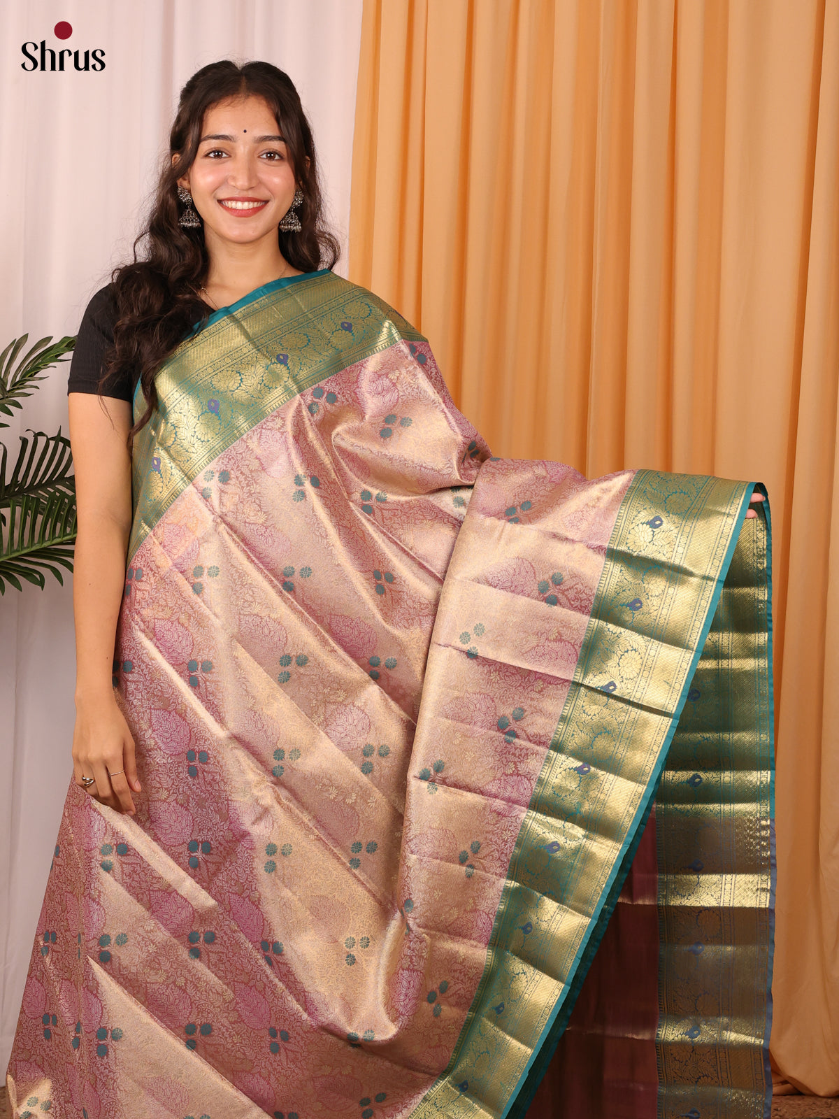 Pink & Green - Kanchipuram halfpure Saree