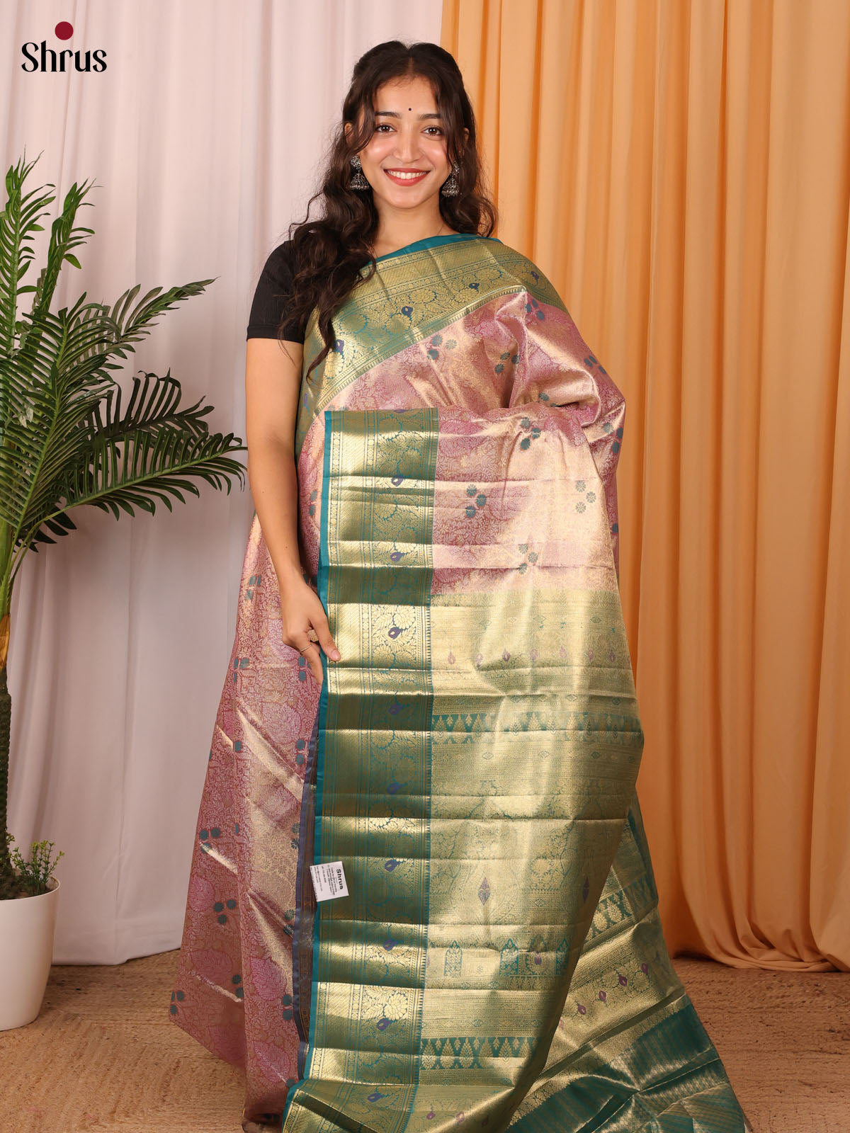 Pink & Green - Kanchipuram halfpure Saree