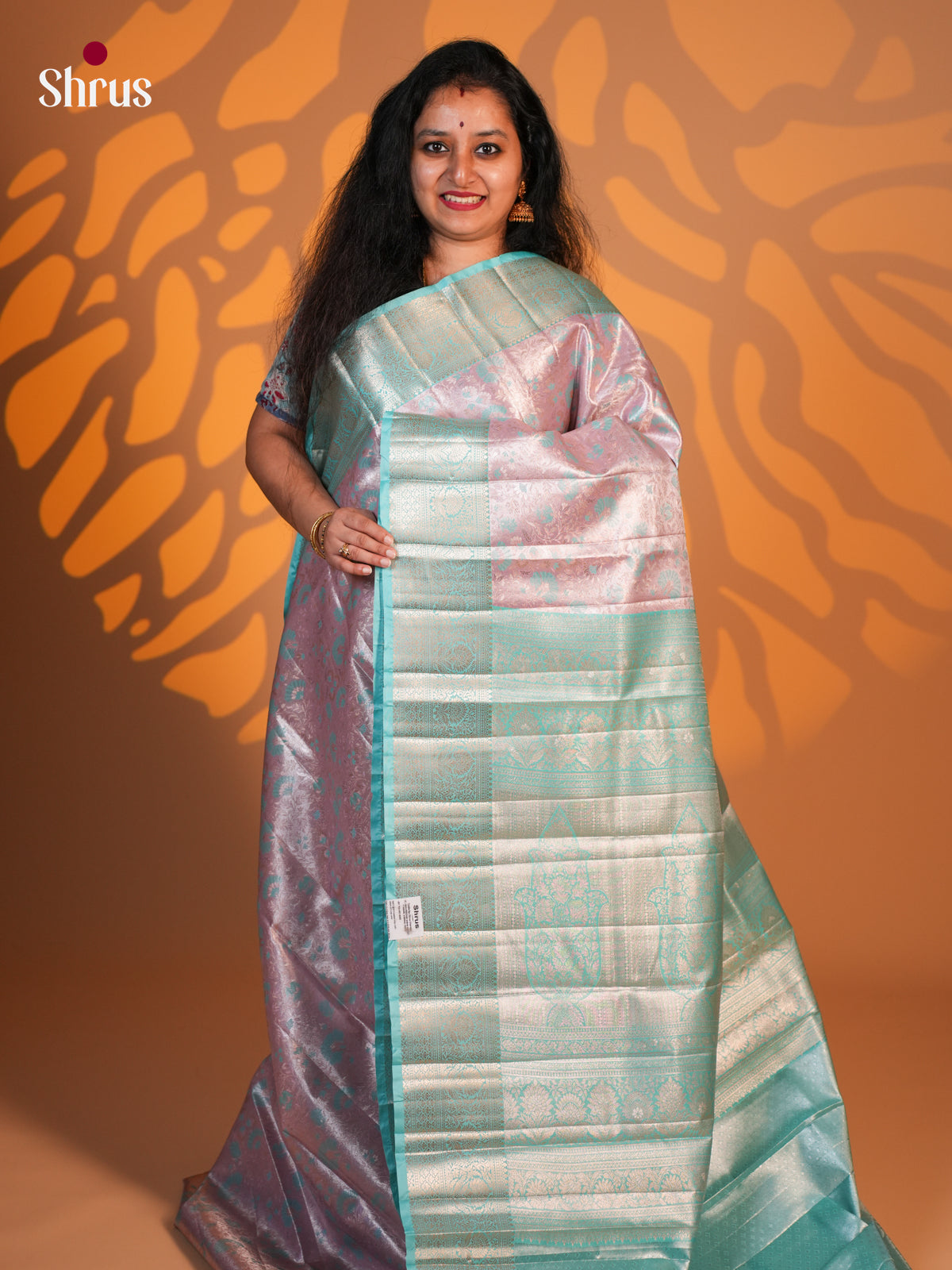 Pink & Teal - Kanchipuram-halfpure Saree