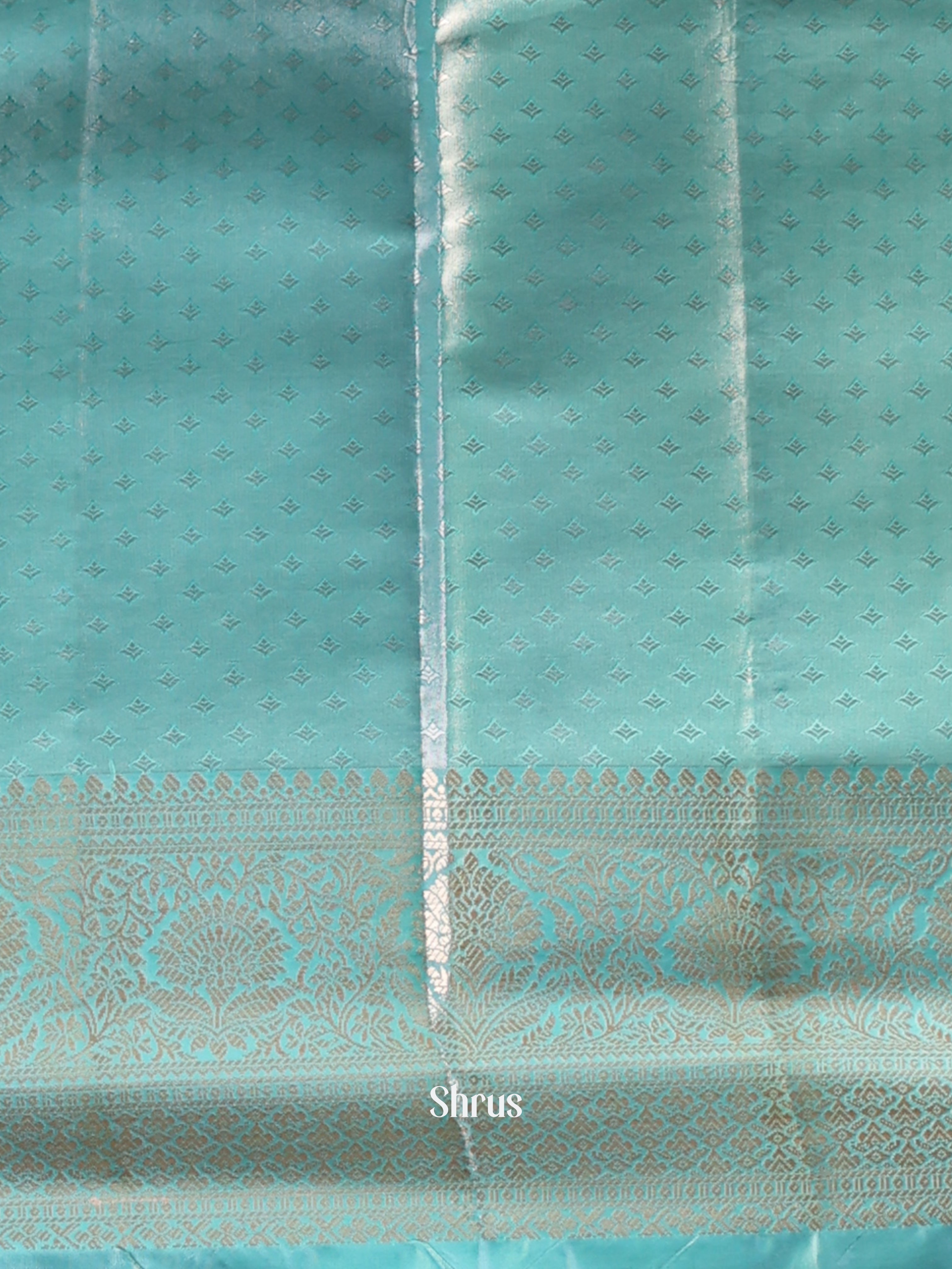 Teal & Gold- Kanchipuram-halfpure Saree