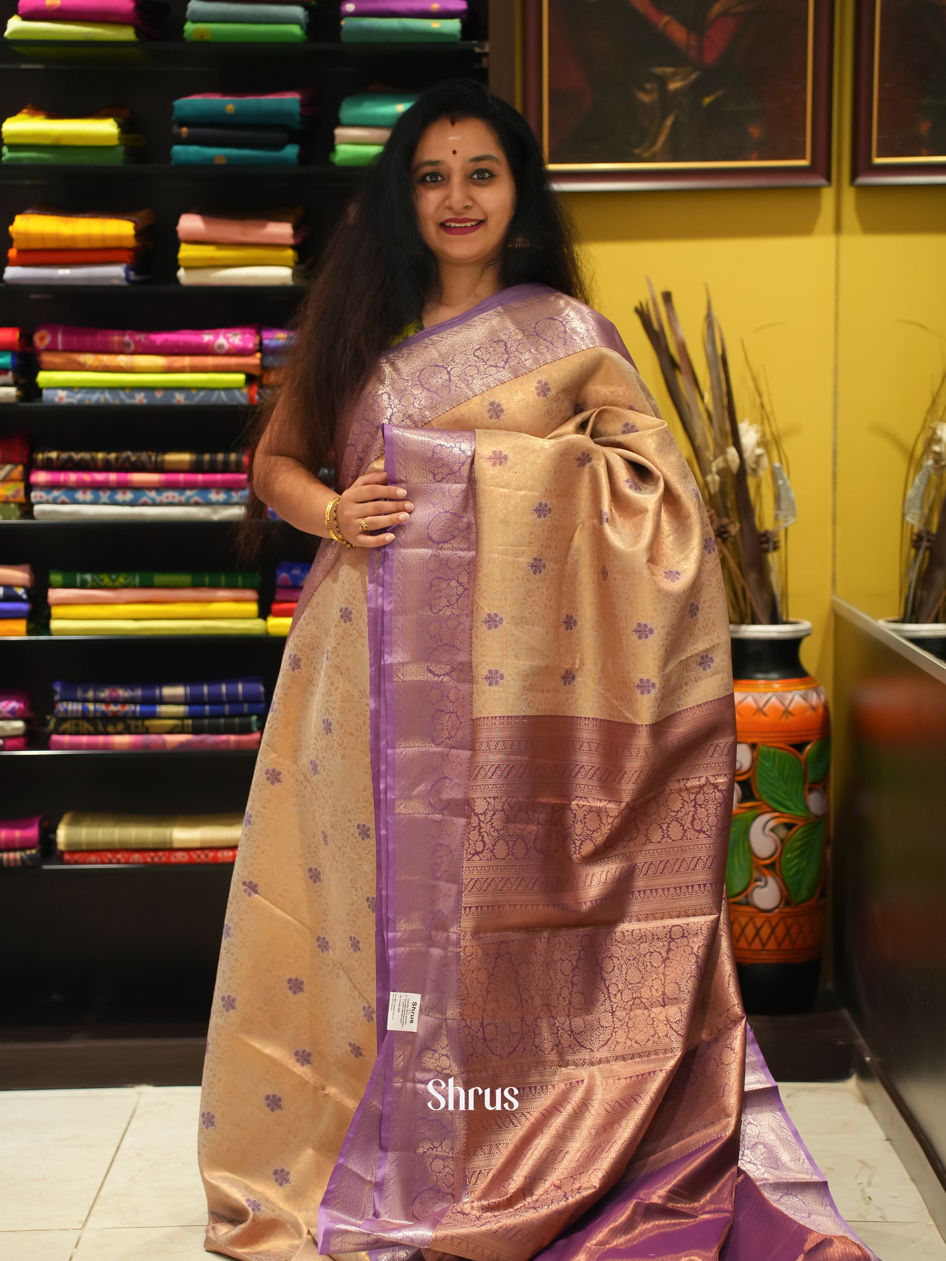 Gold & Purple - Kanchipuram-halfpure Saree