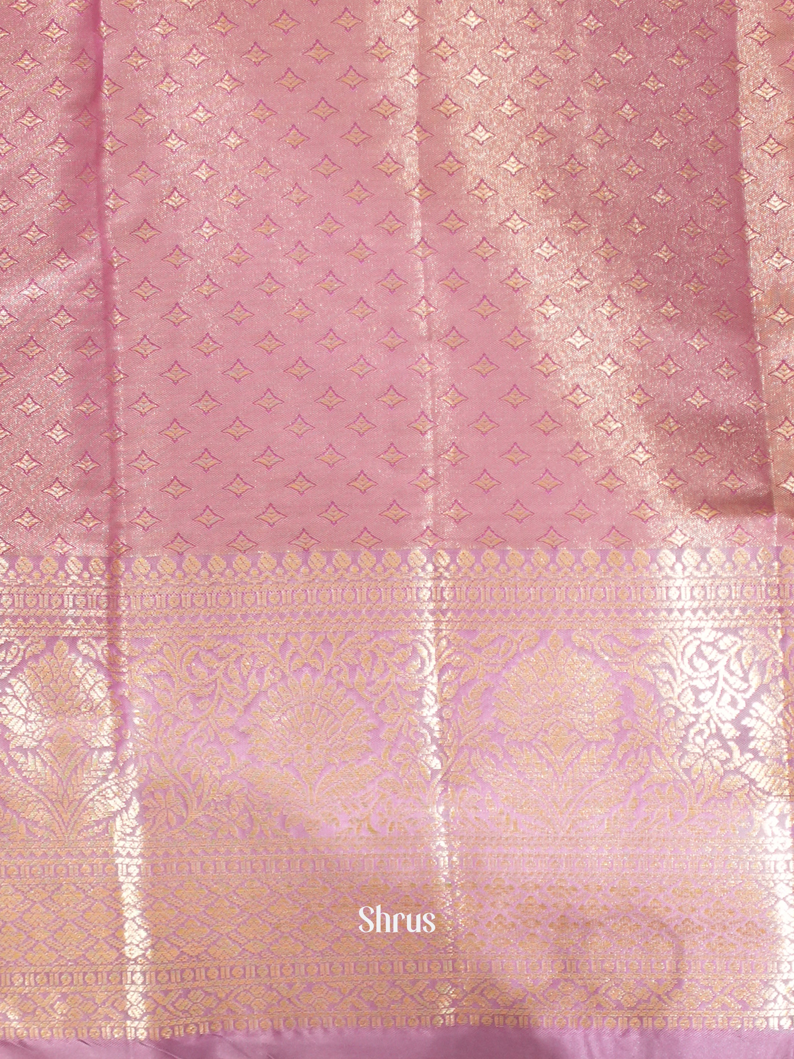 Cream  & Purple - Kanchipuram-halfpure Saree