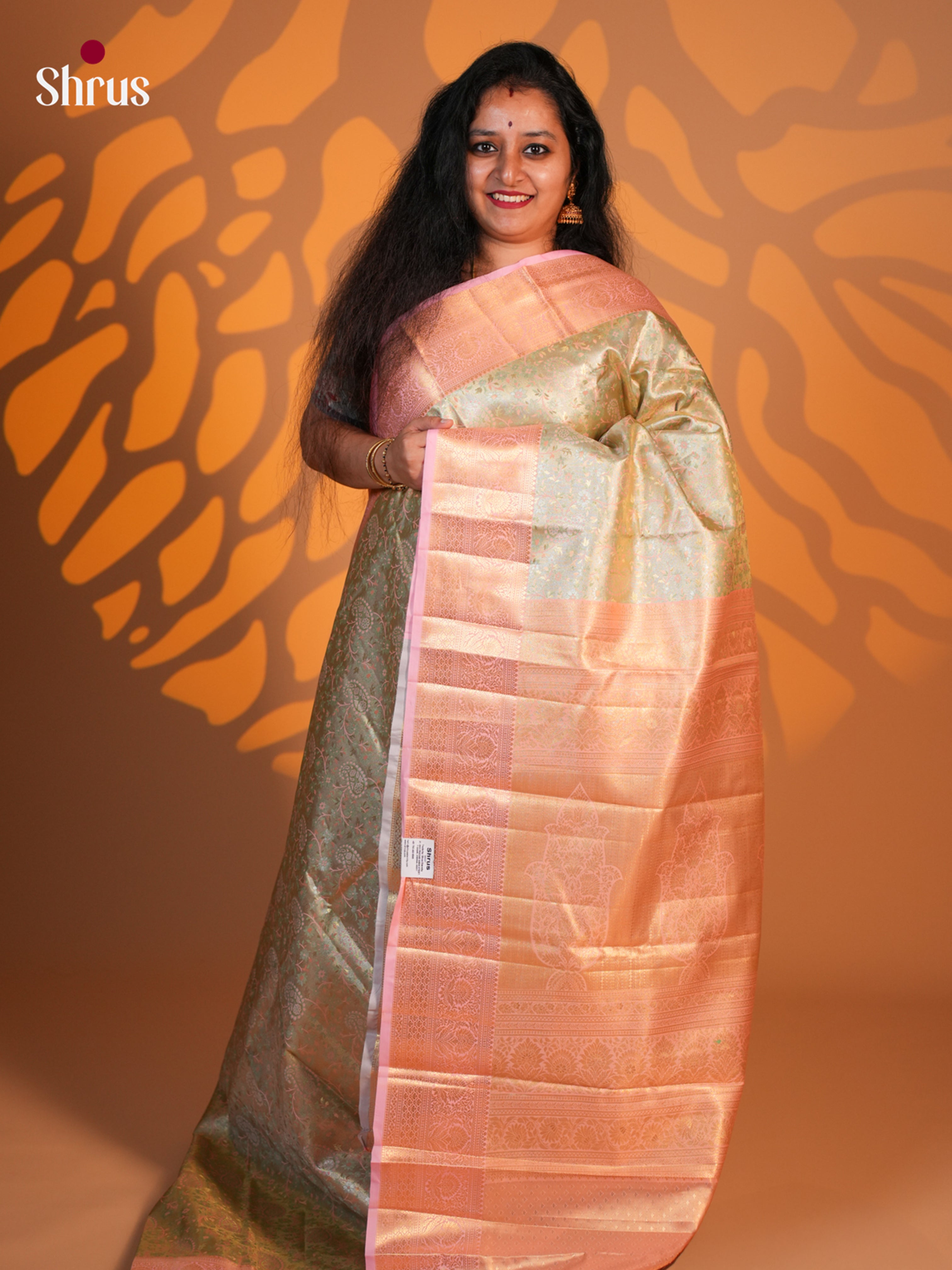 Green & Pink - Kanchipuram-halfpure Saree