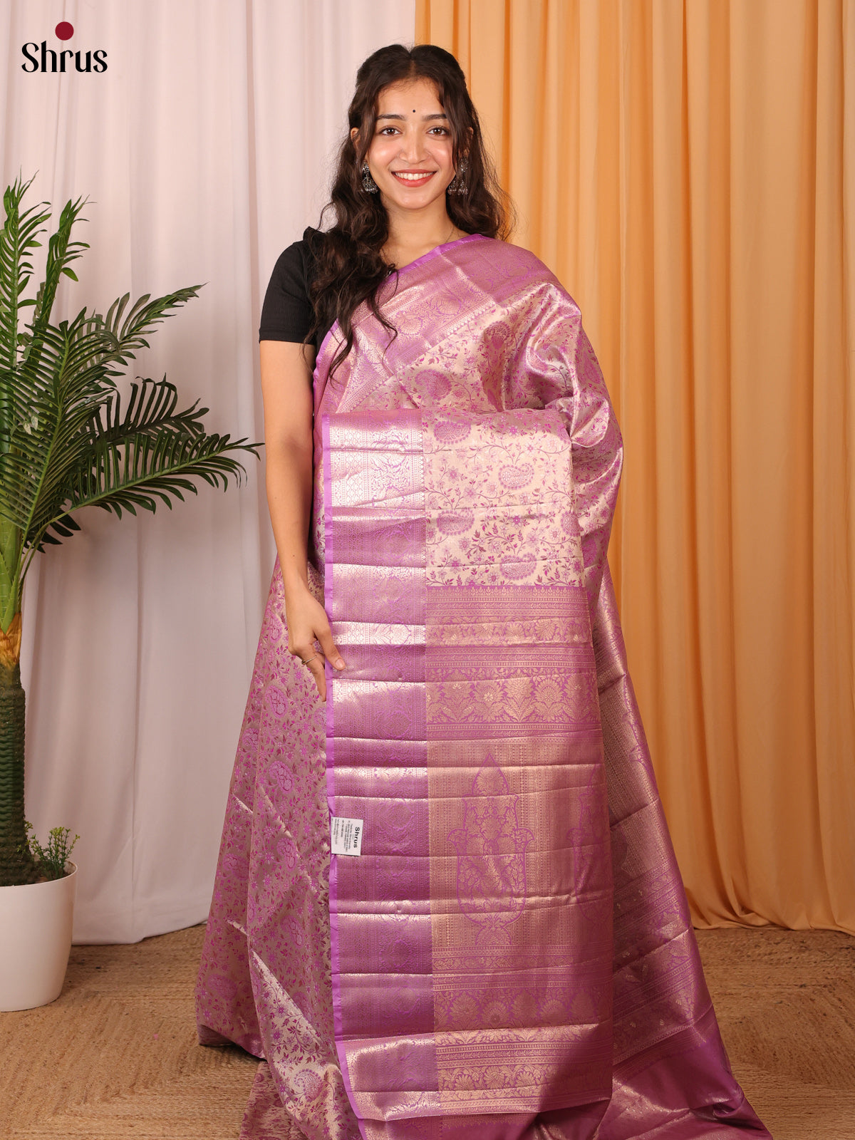 Purple - Kanchipuram-halfpure Saree