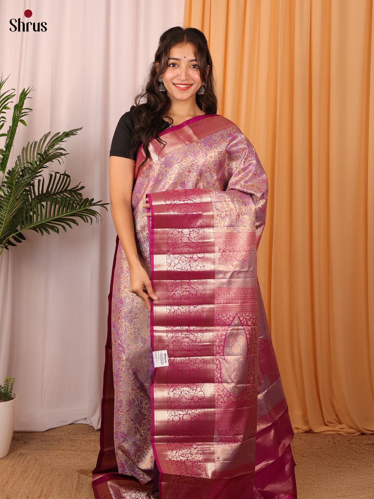 Purple & Maroon - Kanchipuram-halfpure Saree