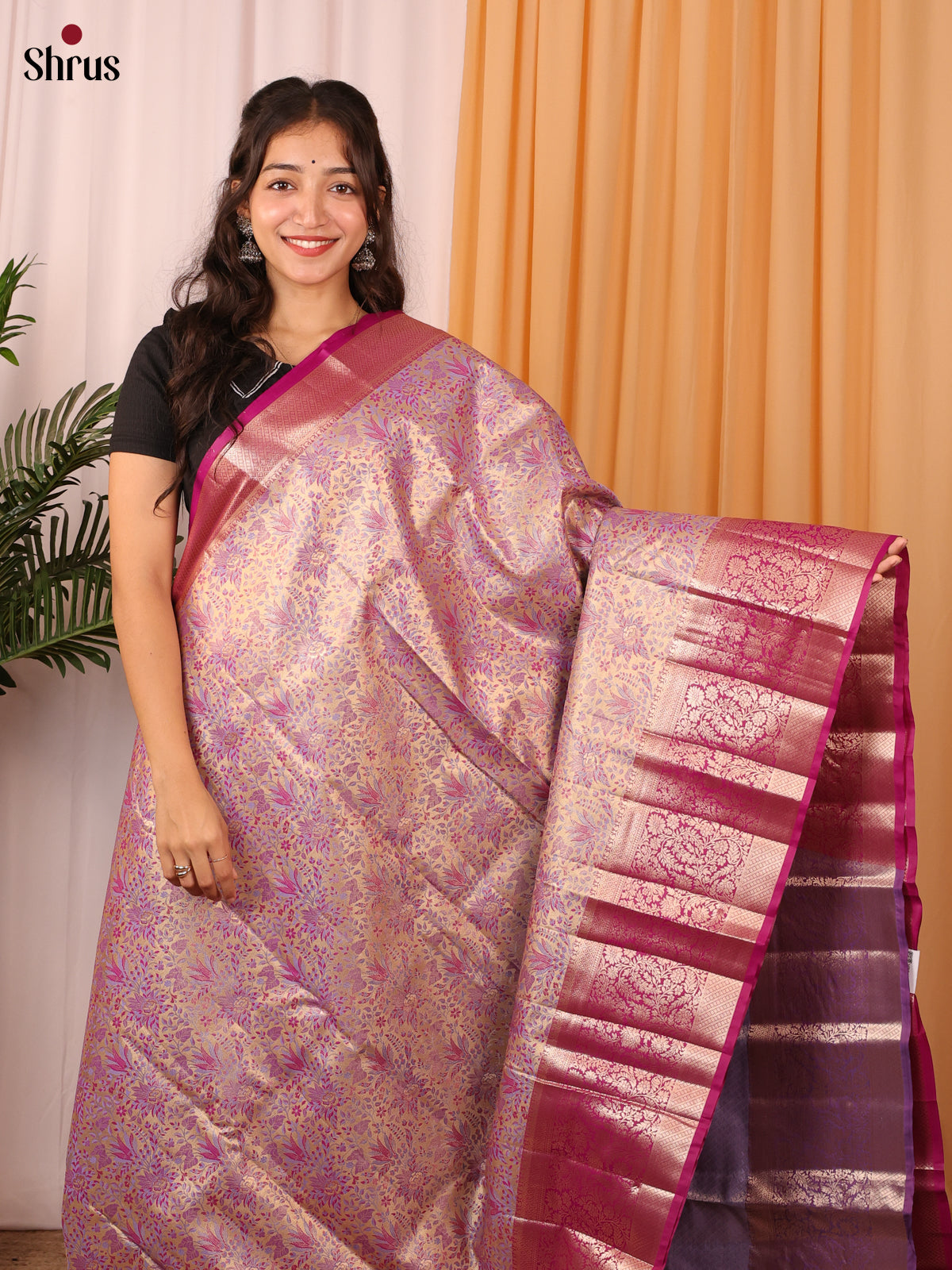 Purple & Maroon - Kanchipuram-halfpure Saree