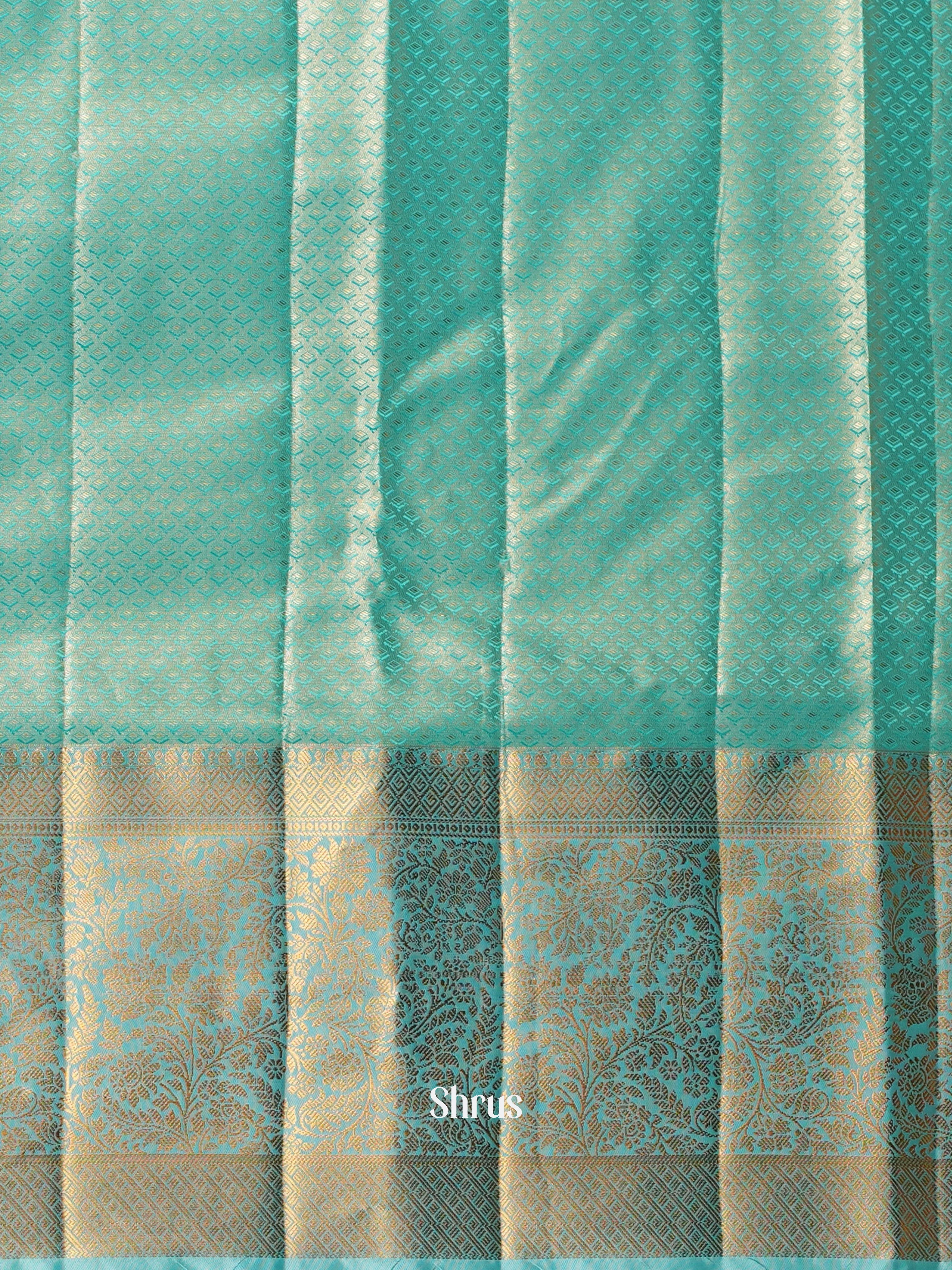 Purple & Teal - Kanchipuram-halfpure Saree