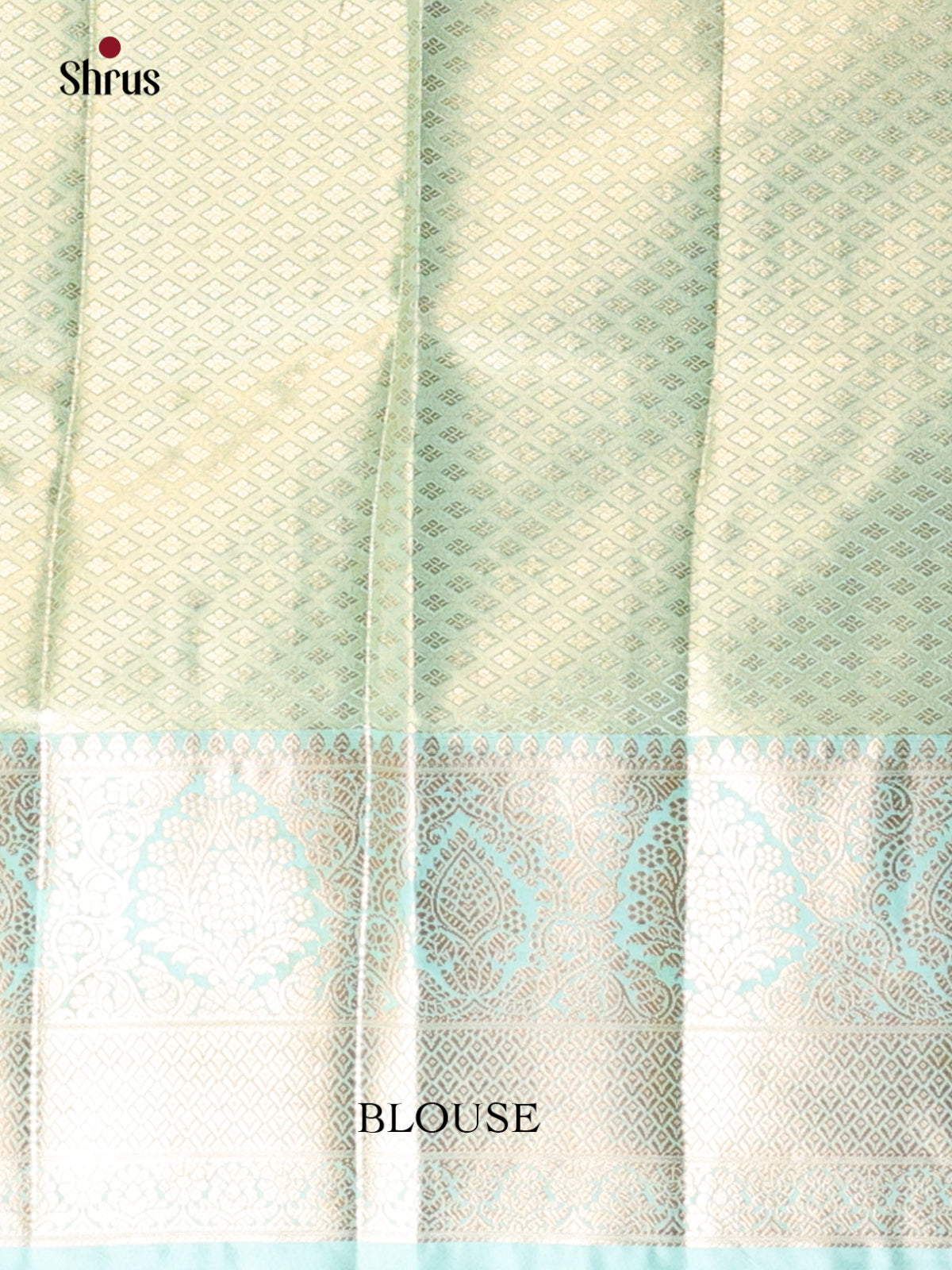 Golden-Beige & Turquoise - Kanchipuram-halfpure Saree