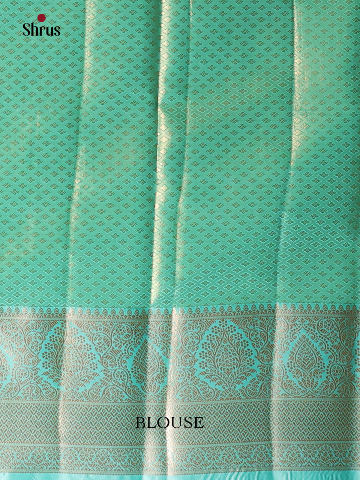 Golden Brown & Turquoise - Kanchipuram-halfpure Saree