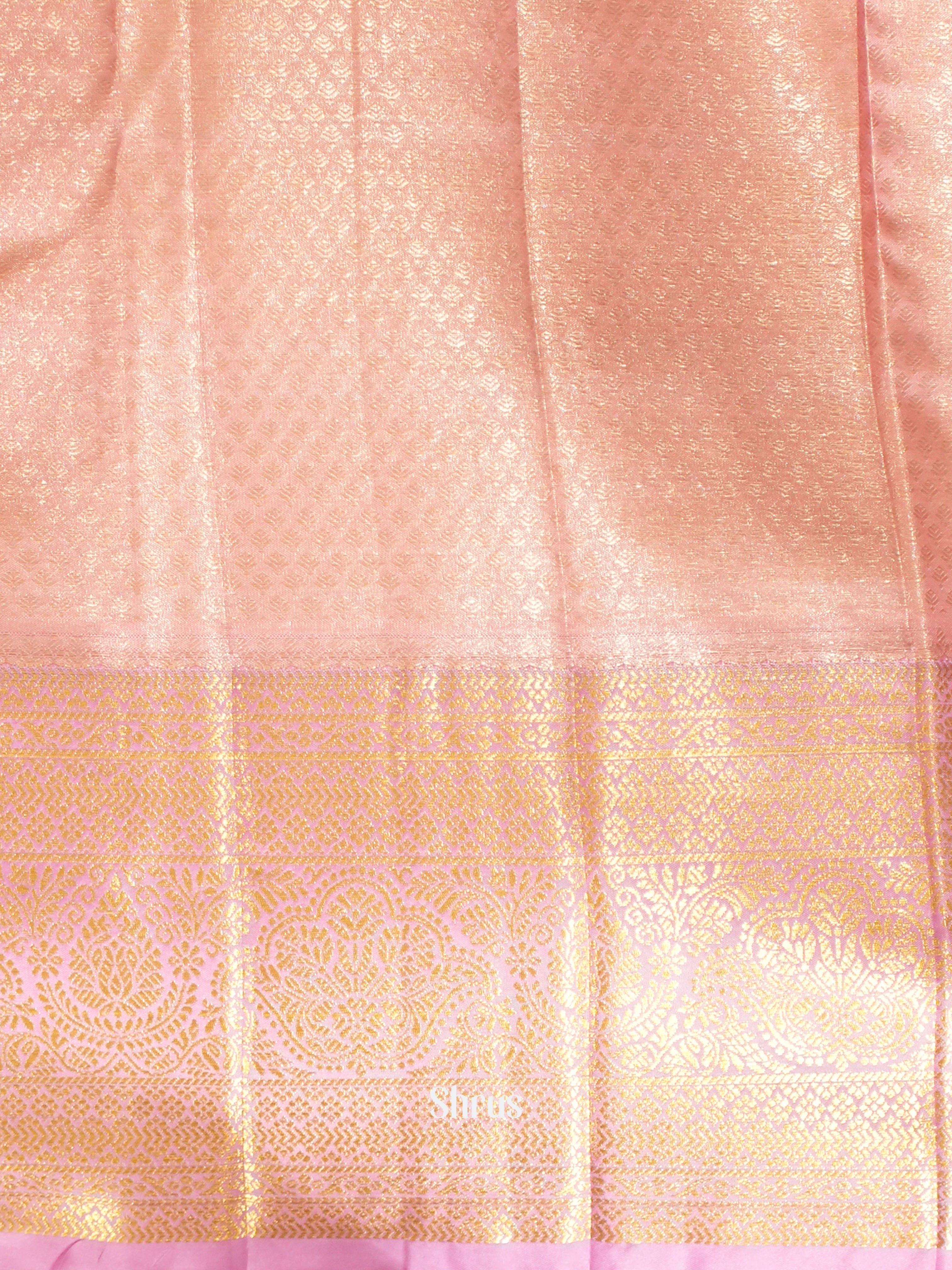 Goldish Orange & Purple - Kanchipuram-halfpure Saree