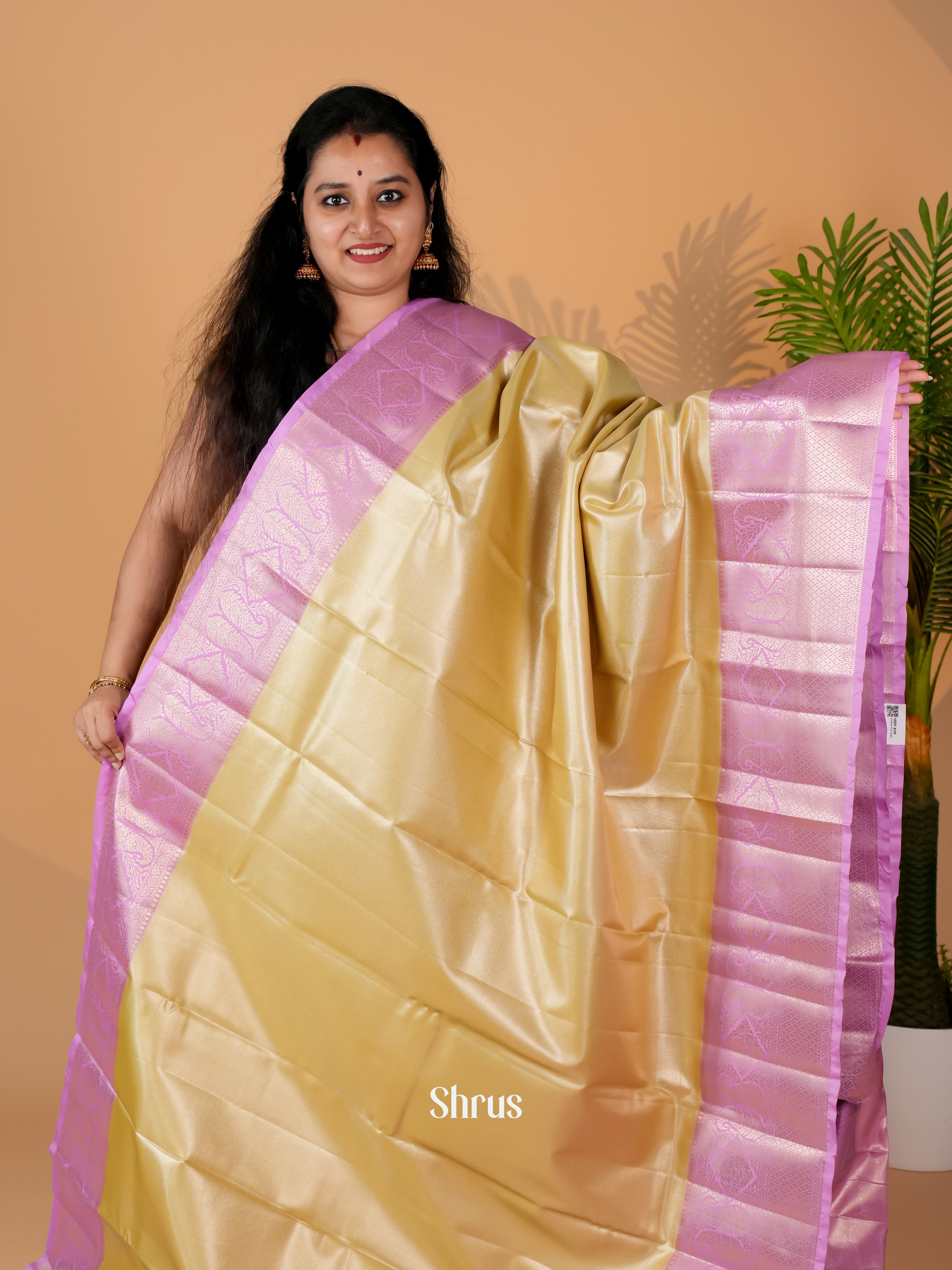 Gold & Purple - Kanchipuram-halfpure Saree