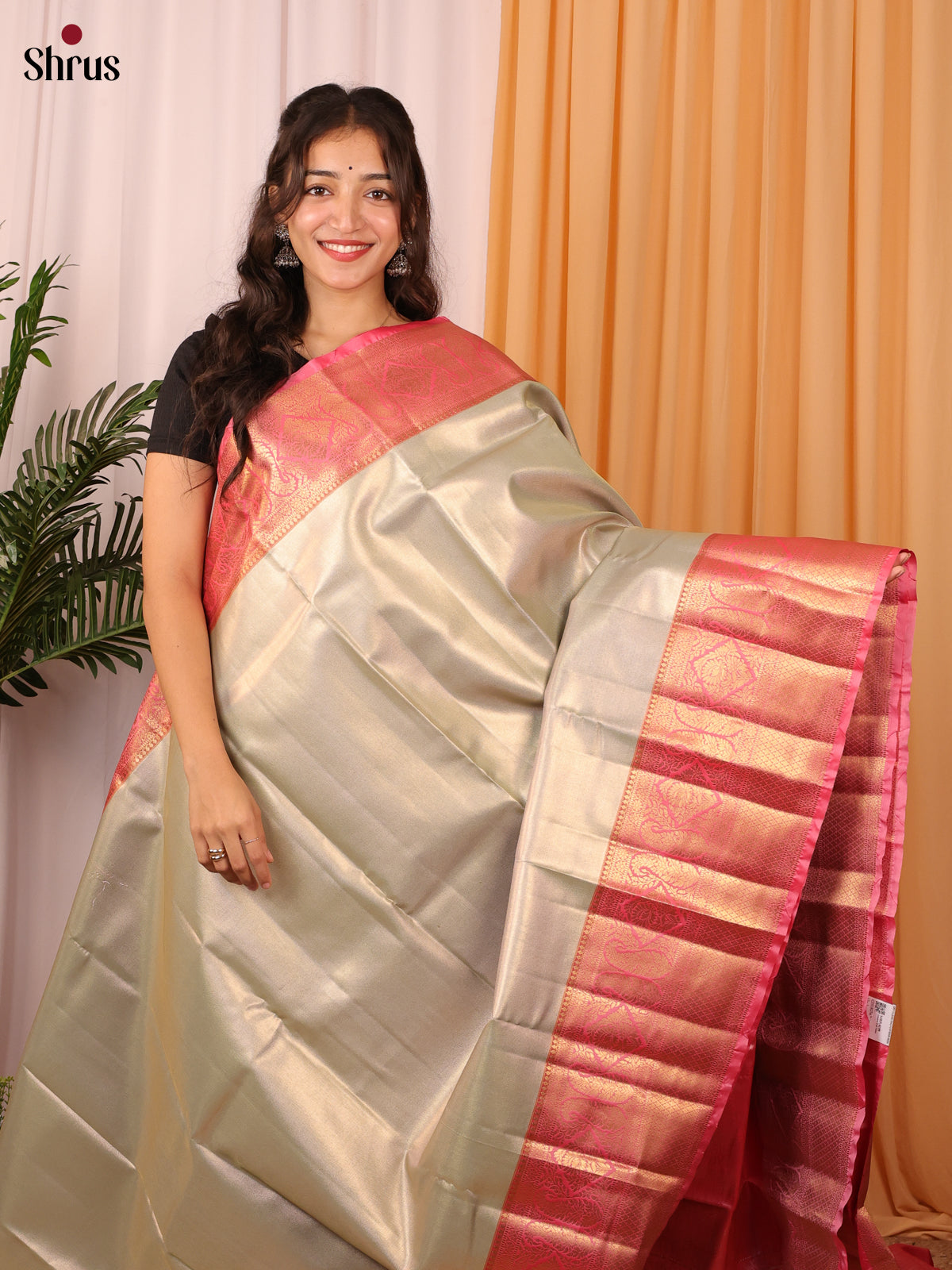 Gold & Pink - Kanchipuram-halfpure Saree