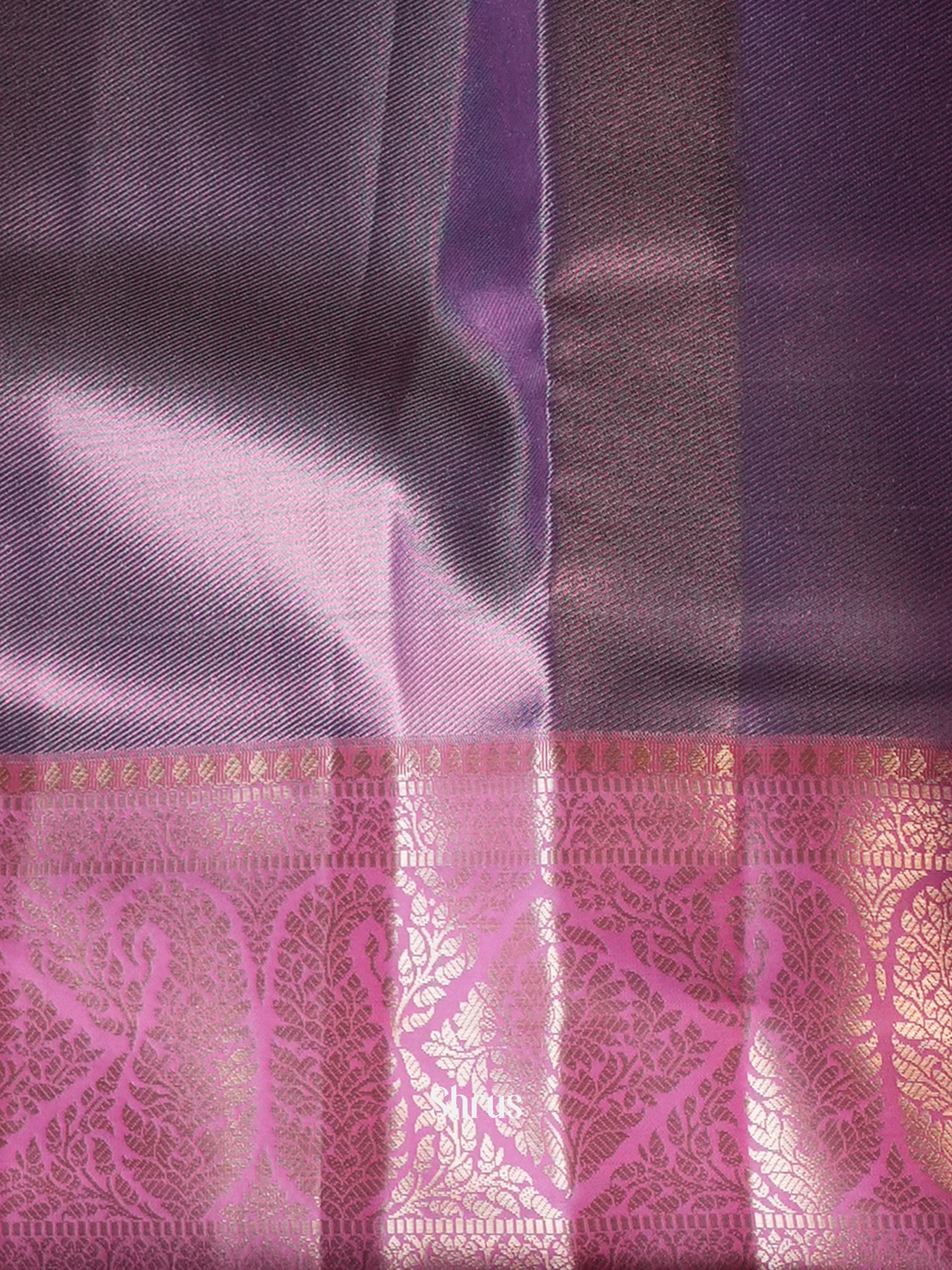 Purple  & Pink - Kanchipuram-halfpure Saree