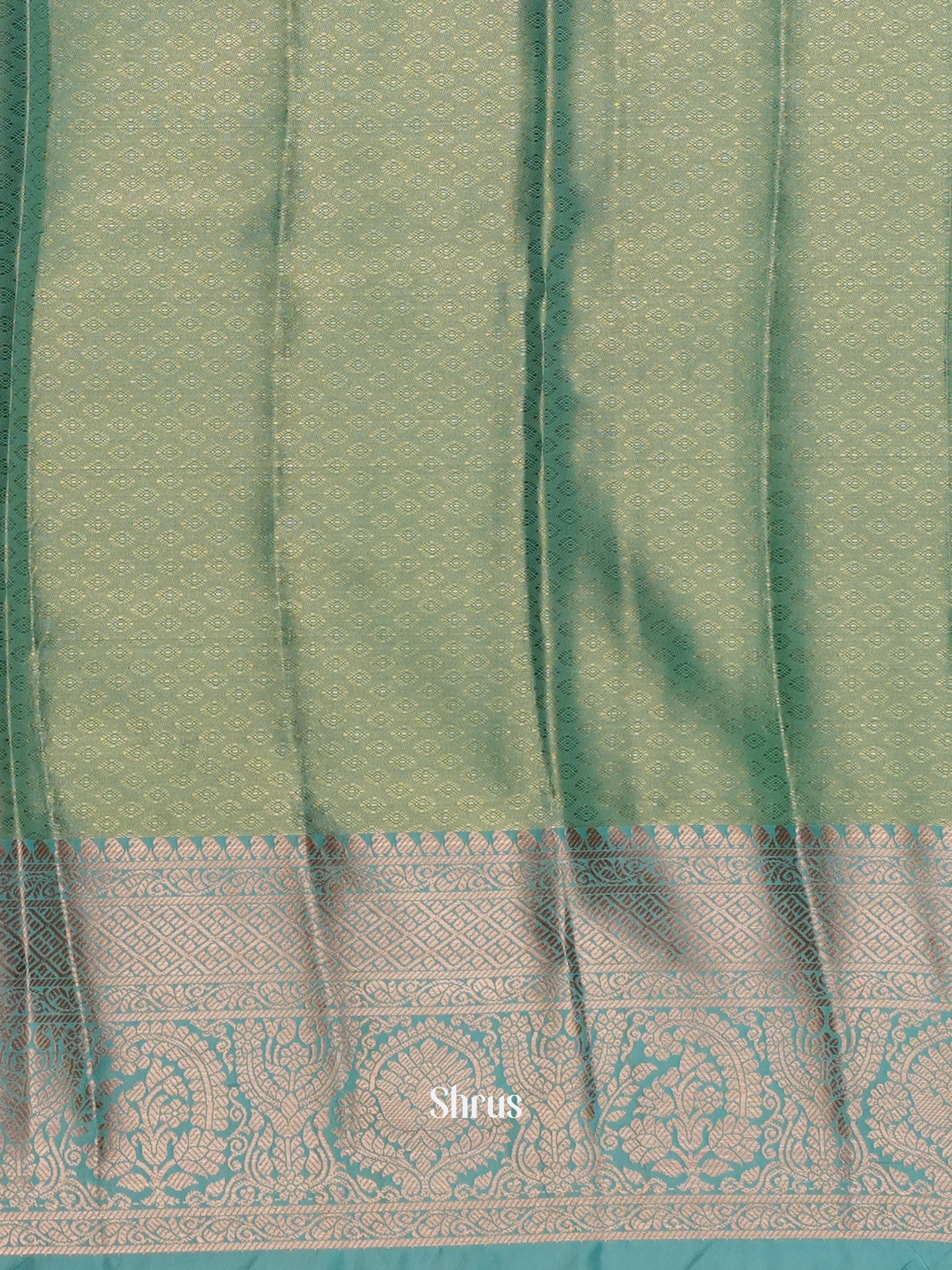 Brown & Green - Kanchipuram-halfpure Saree