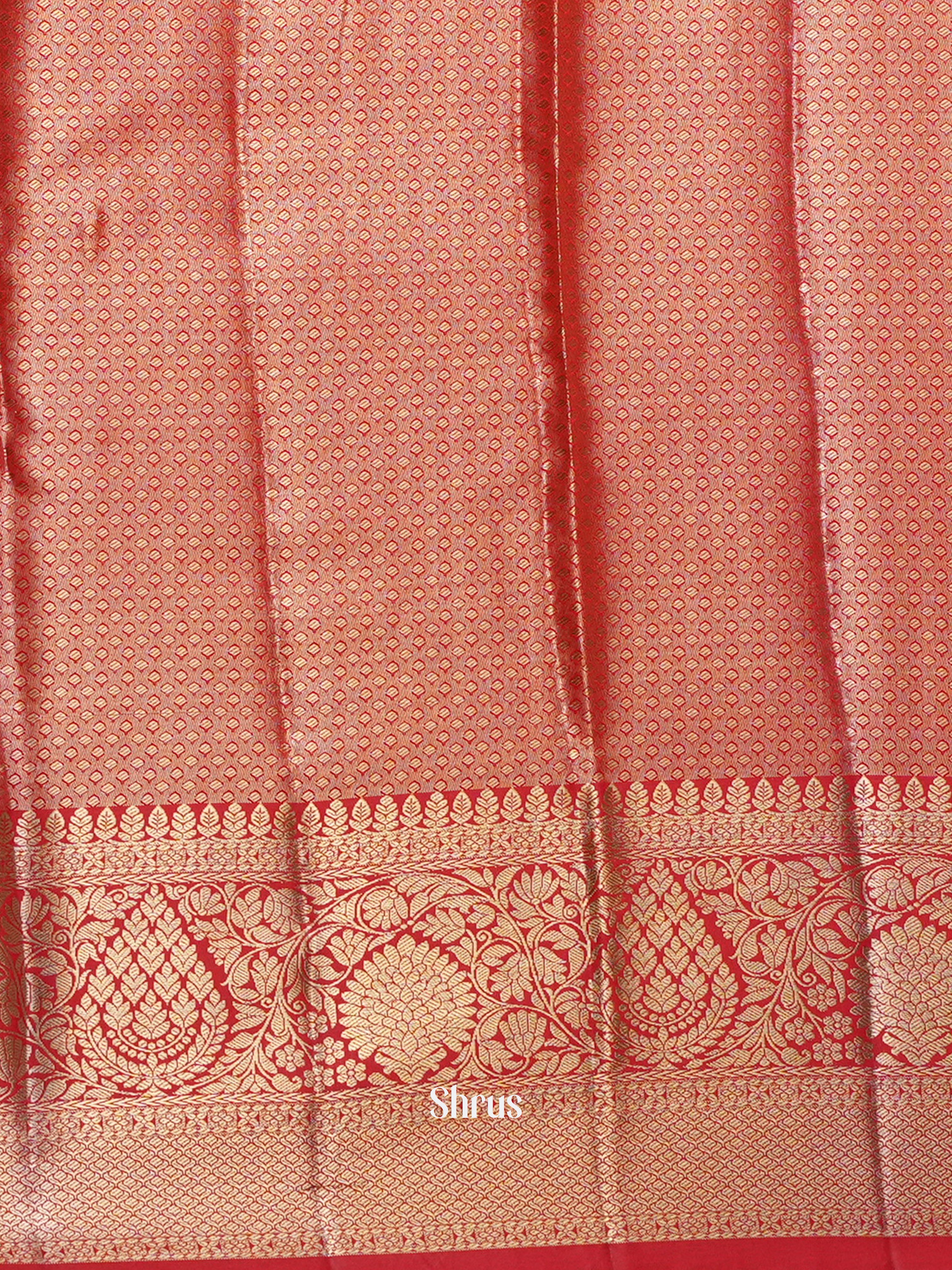 Dull Gold & Red - Kanchipuram-halfpure Saree