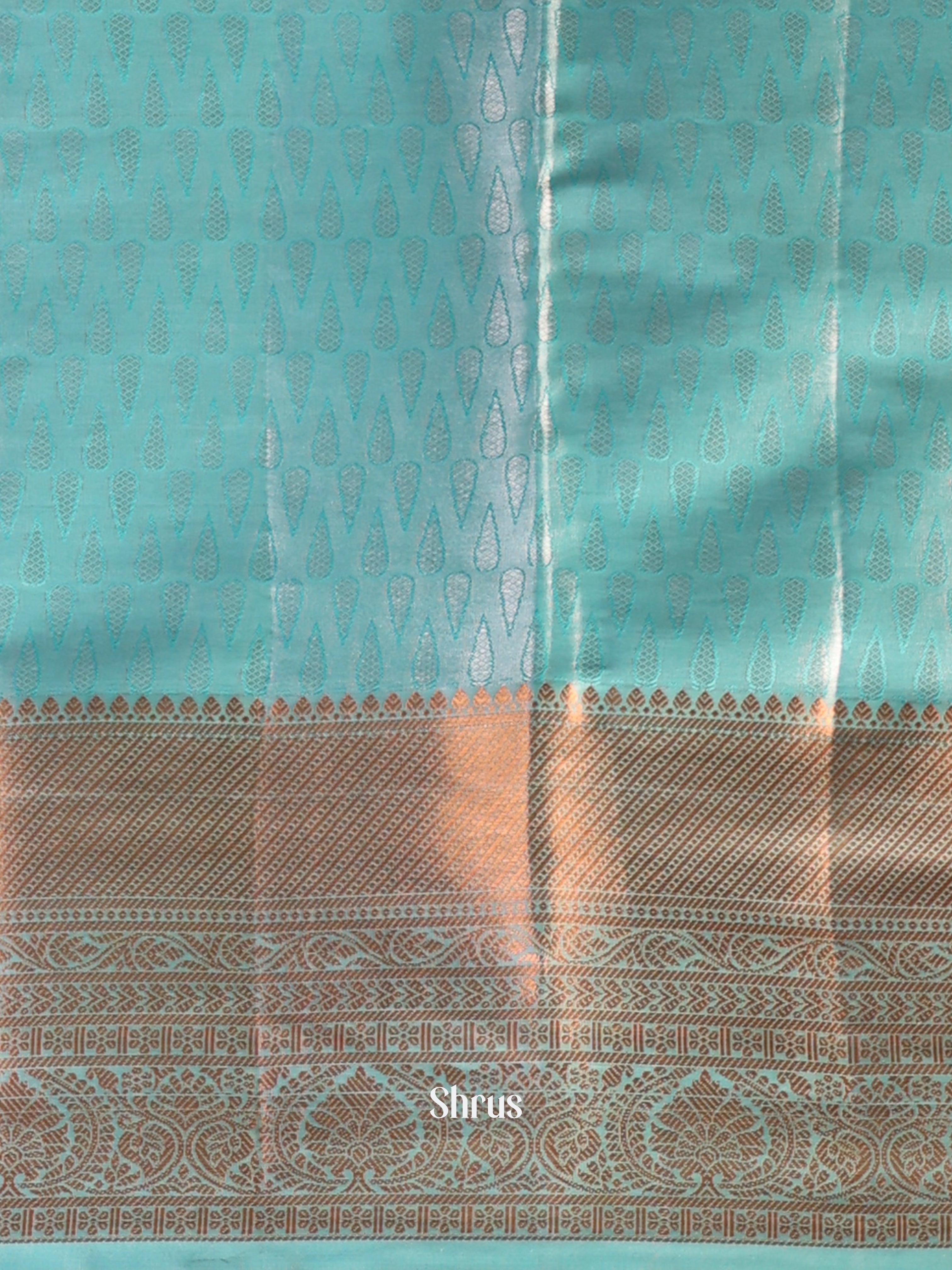 Purple & Teal - Kanchipuram-halfpure Saree