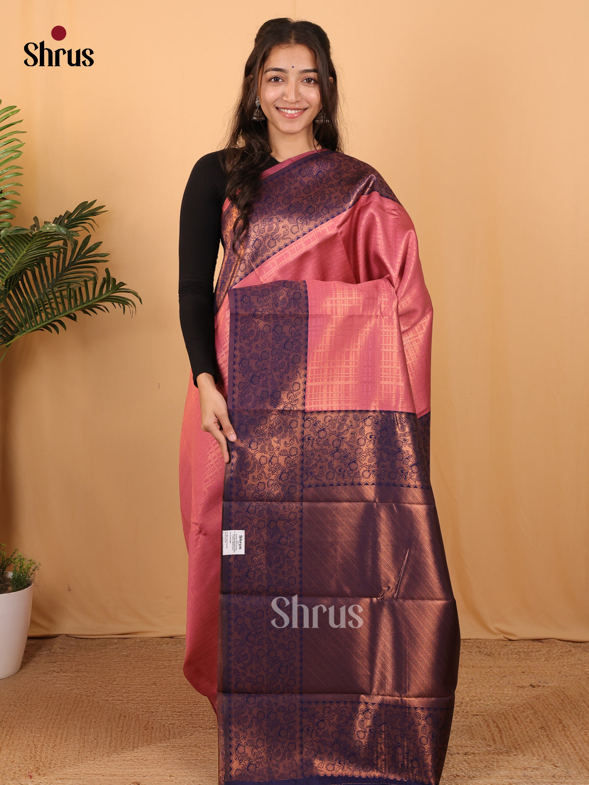 Pink & Blue - Semi Arani Silk Saree - Shop on Shrus.com