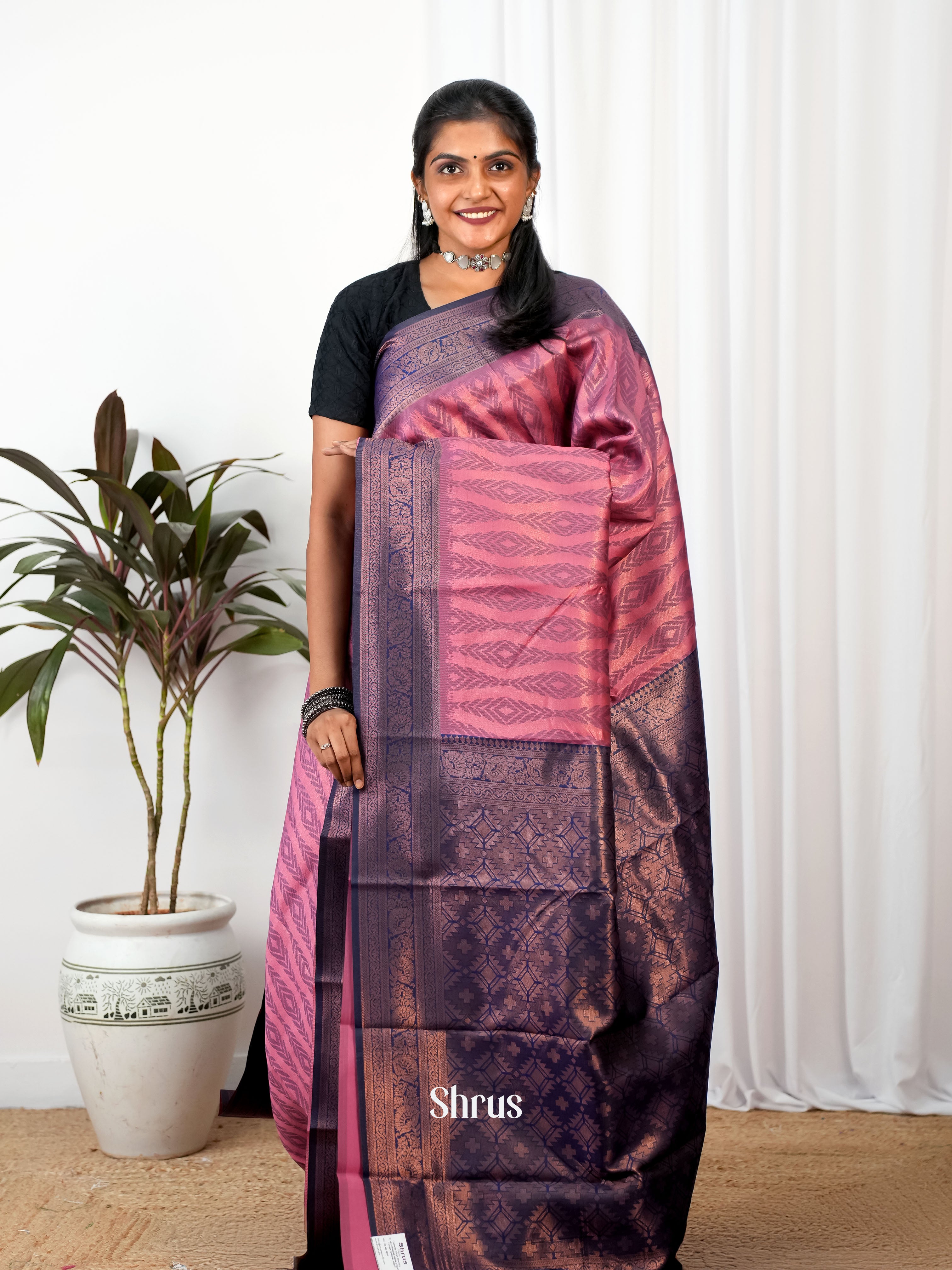 Pink & Blue - Semi Arani Silk