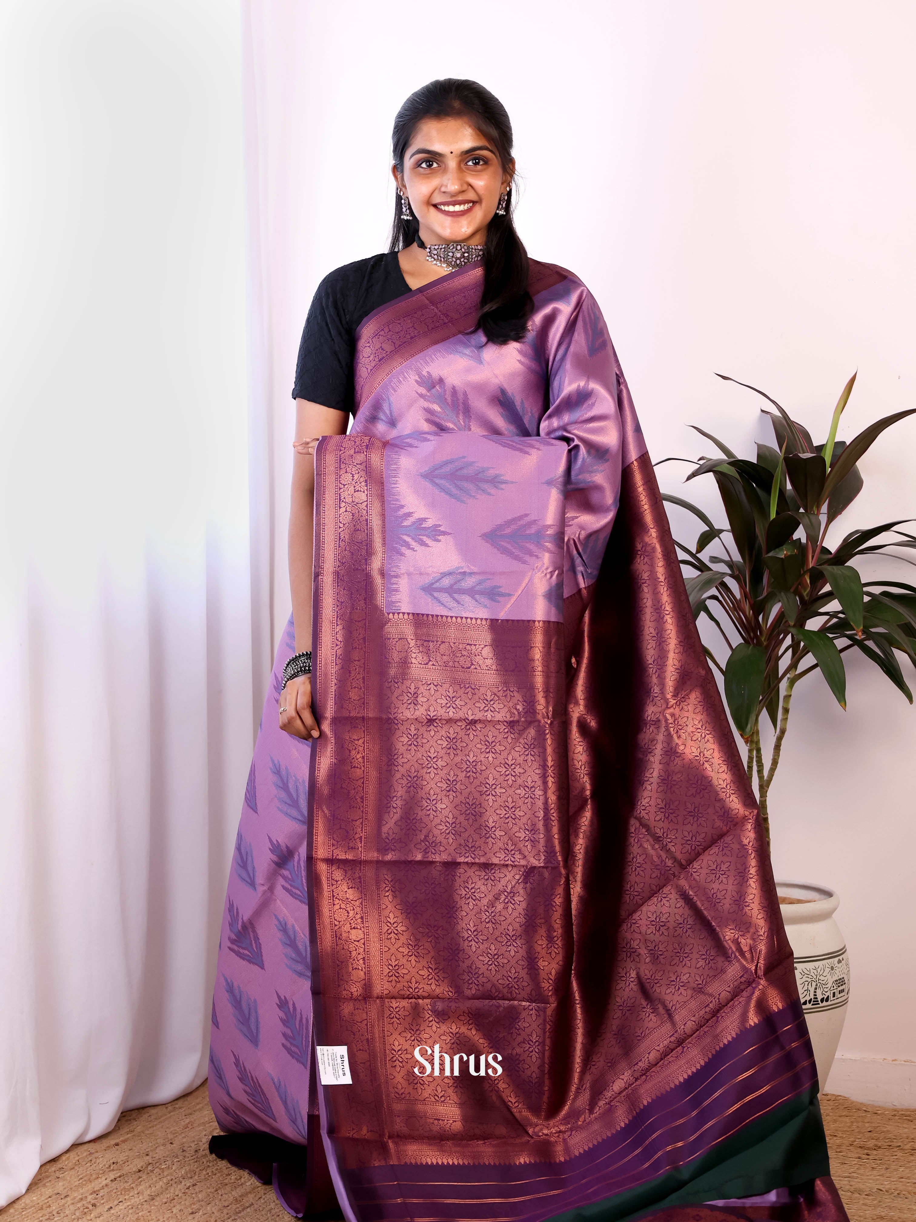 Lavender  & Purple - Semi Arani Silk Saree