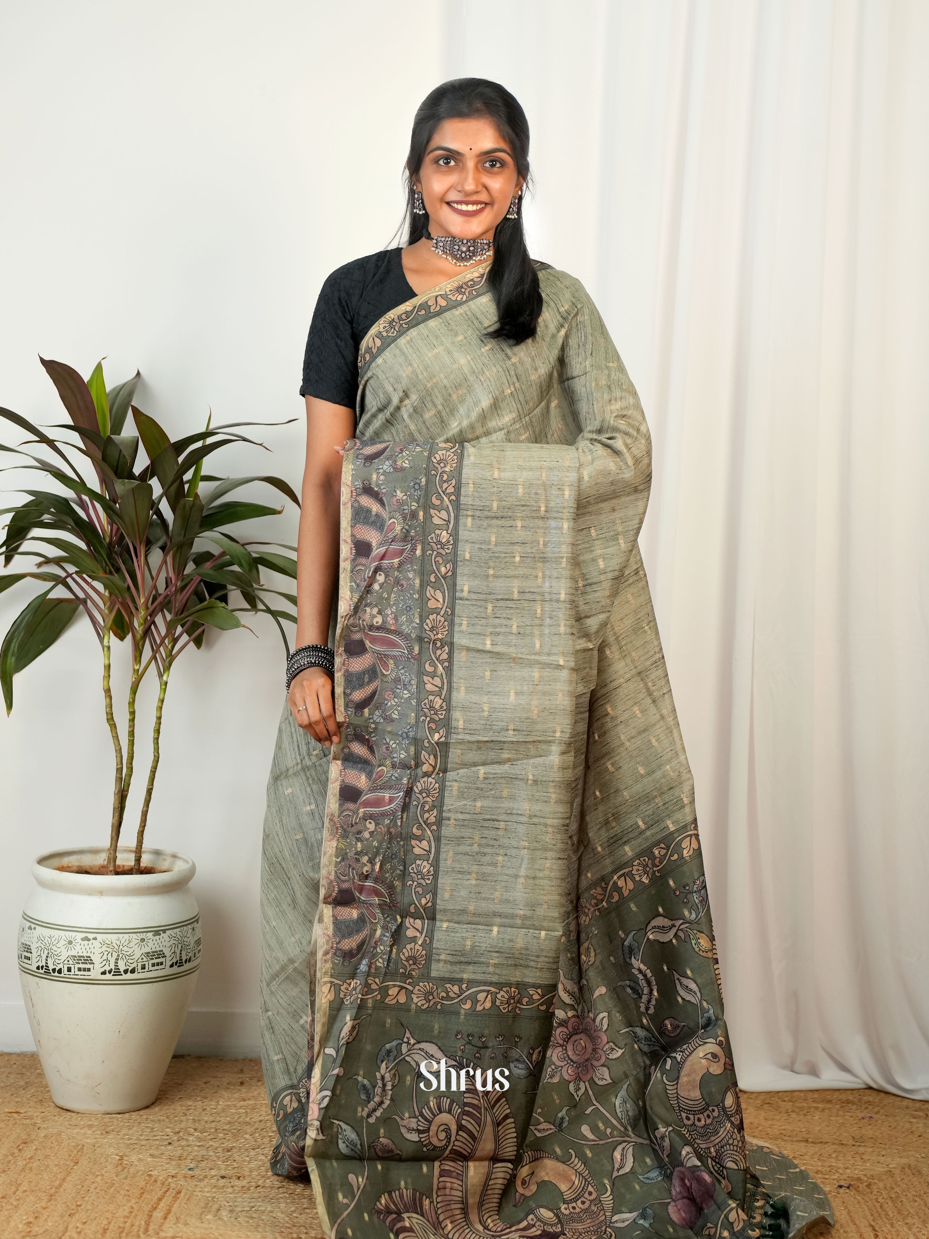 Green - Semi Chanderi Saree