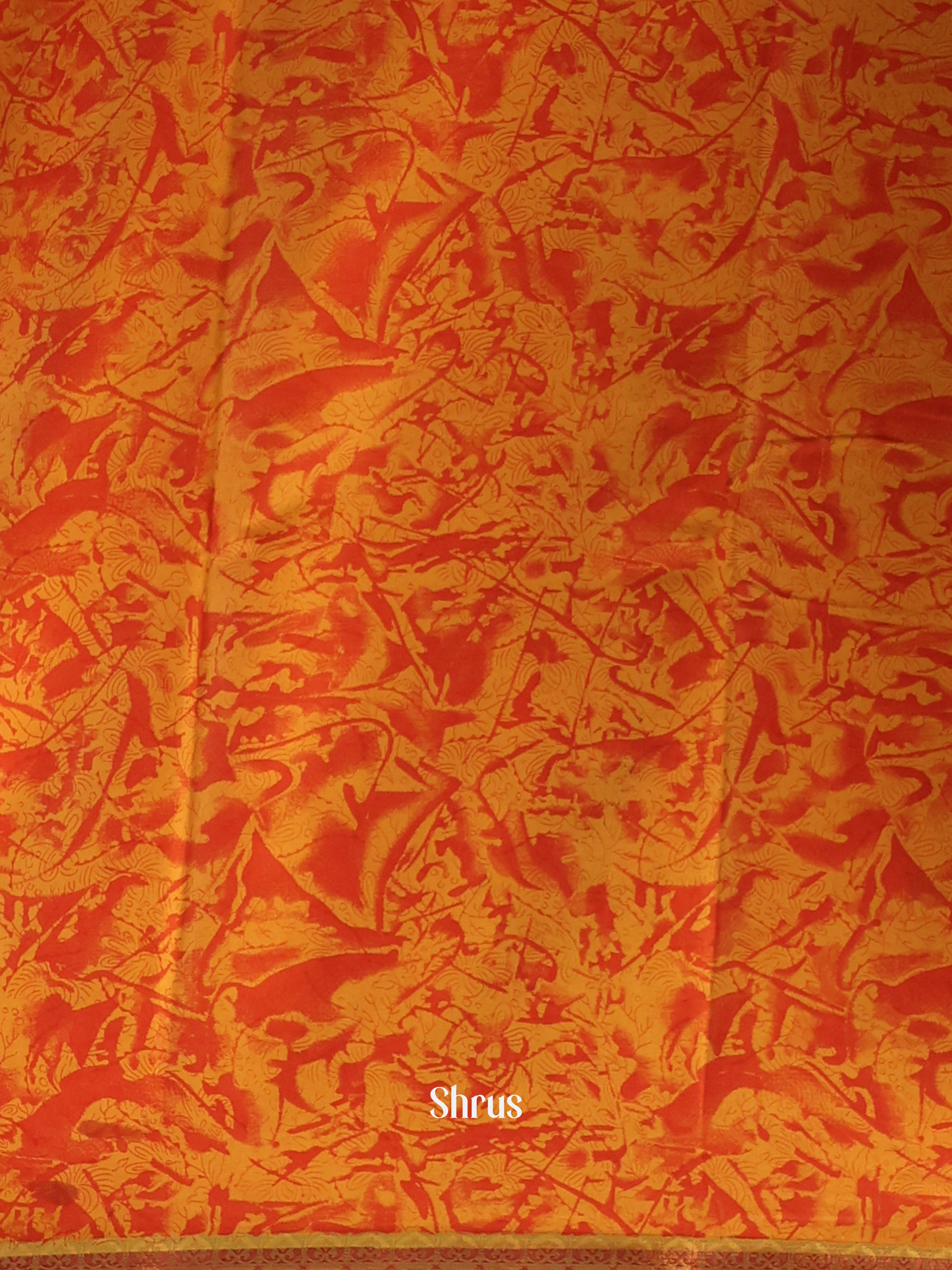 Orange - Semi Mysoresilk Saree