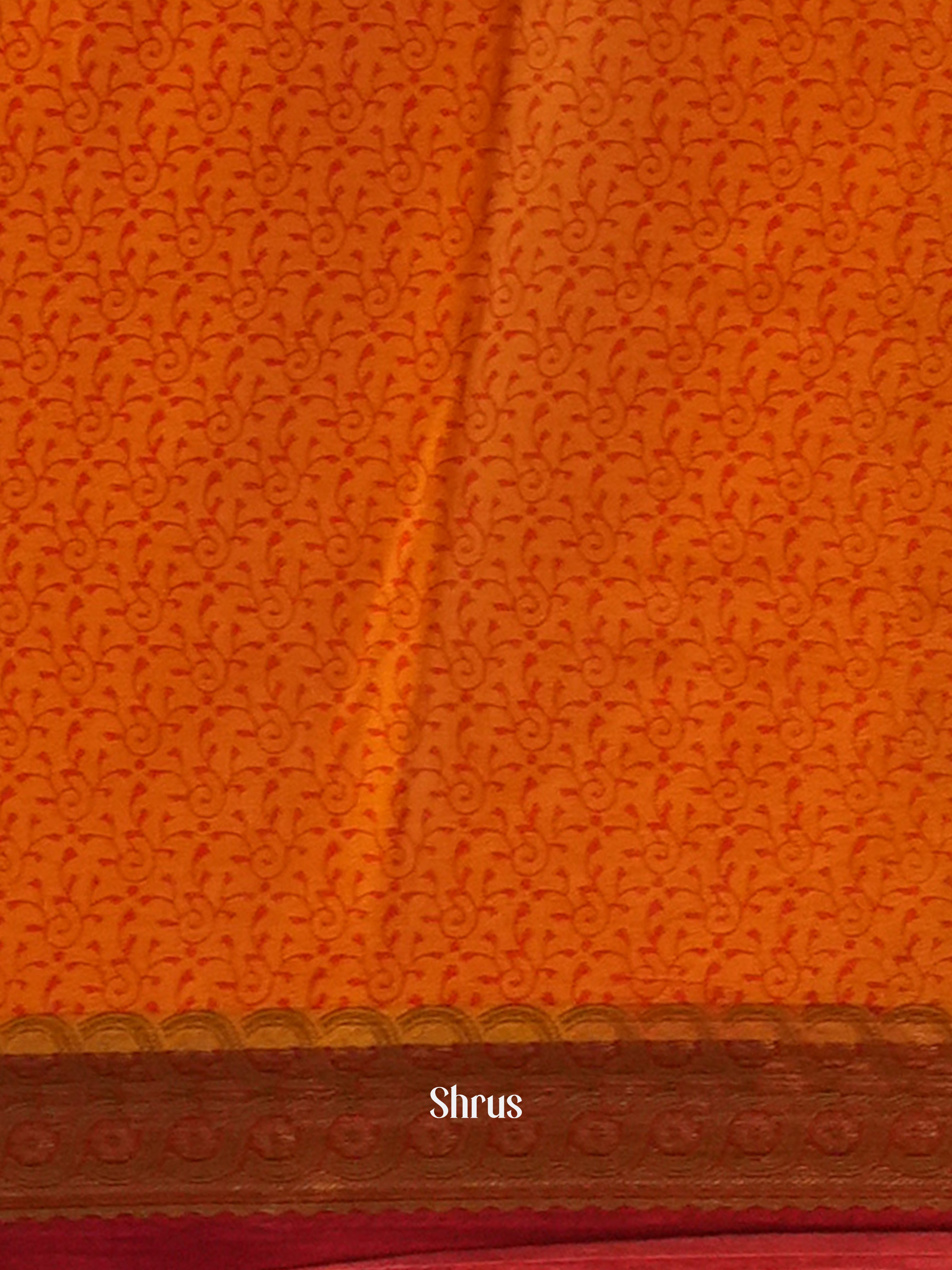 Orange  - Semi Mysoresilk Saree