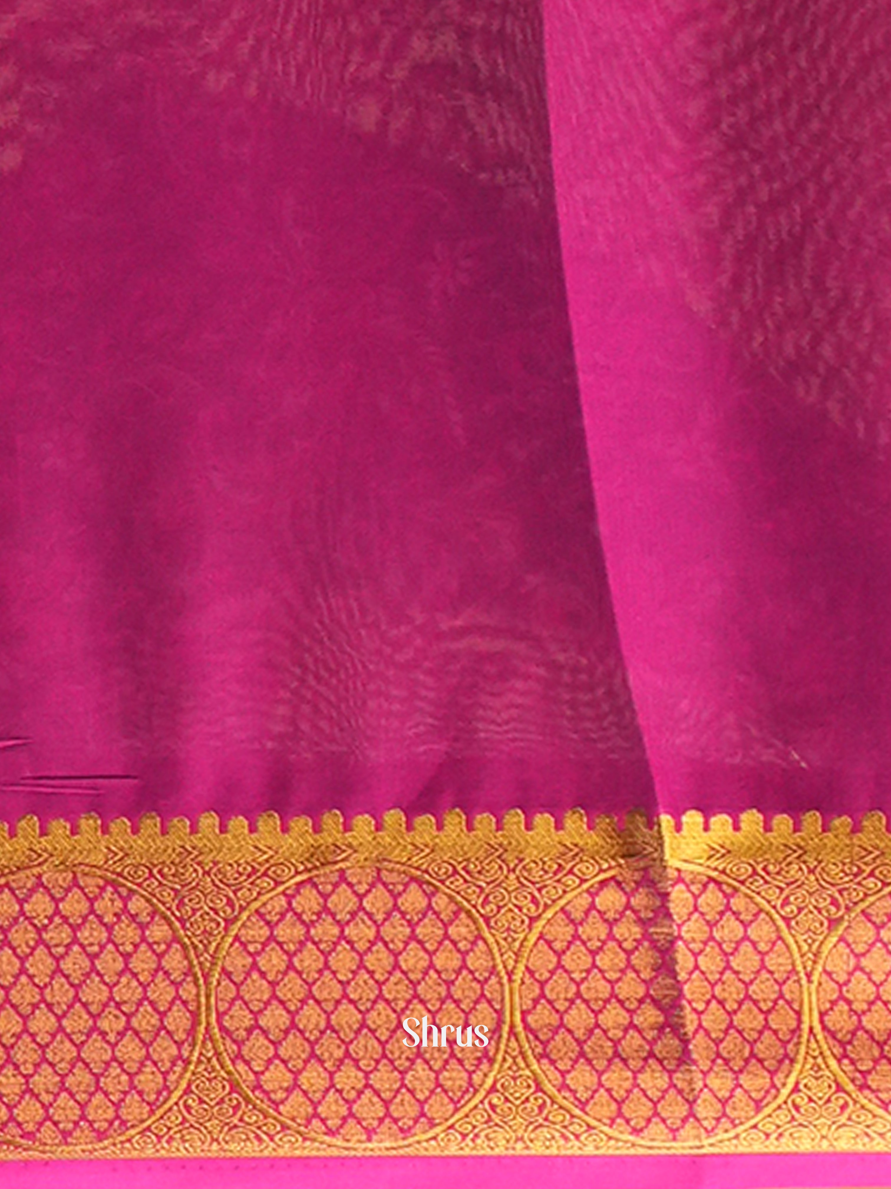 Green & Pink- Semi Mysoresilk Saree