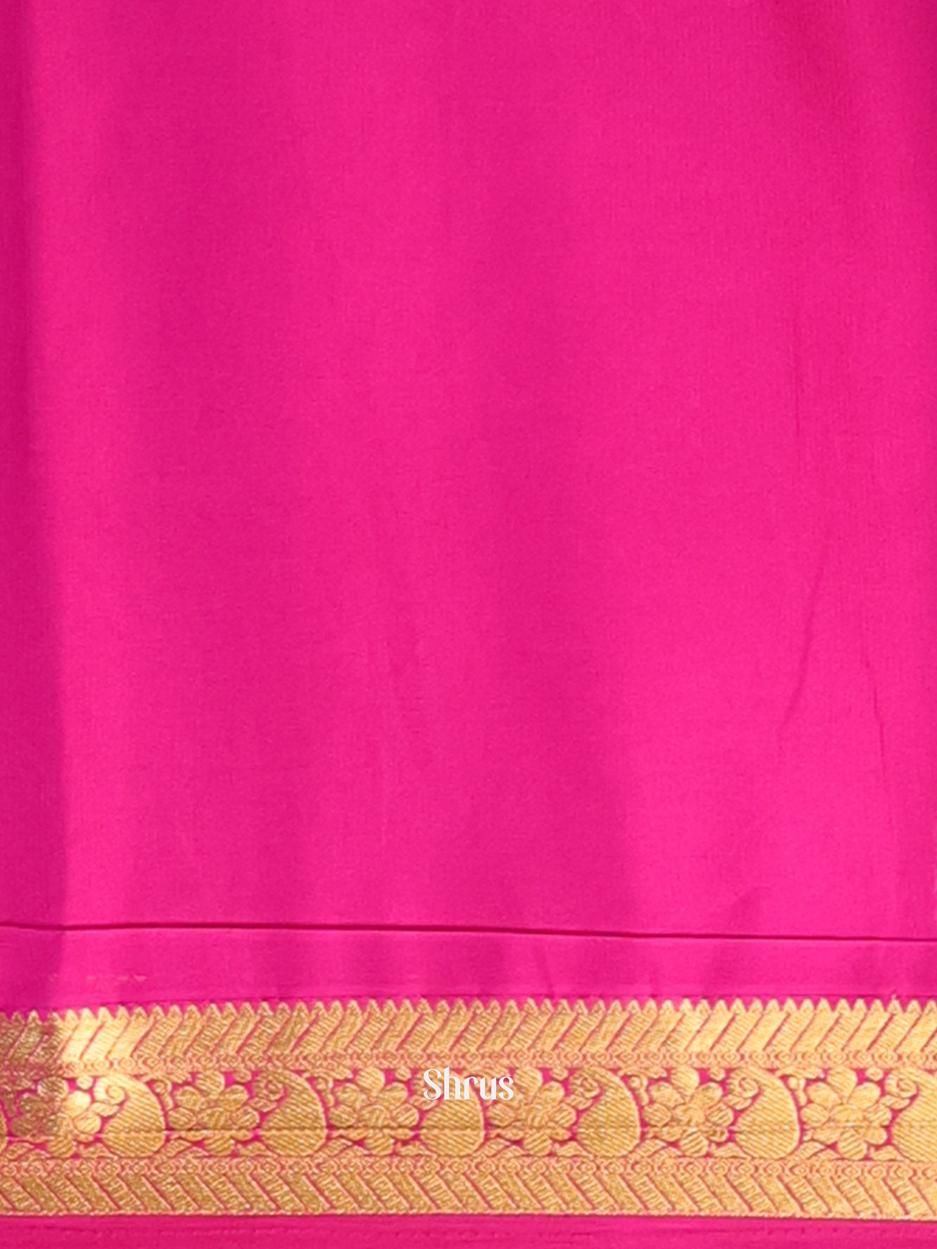 Blue & Pink - Semi Mysoresilk Saree