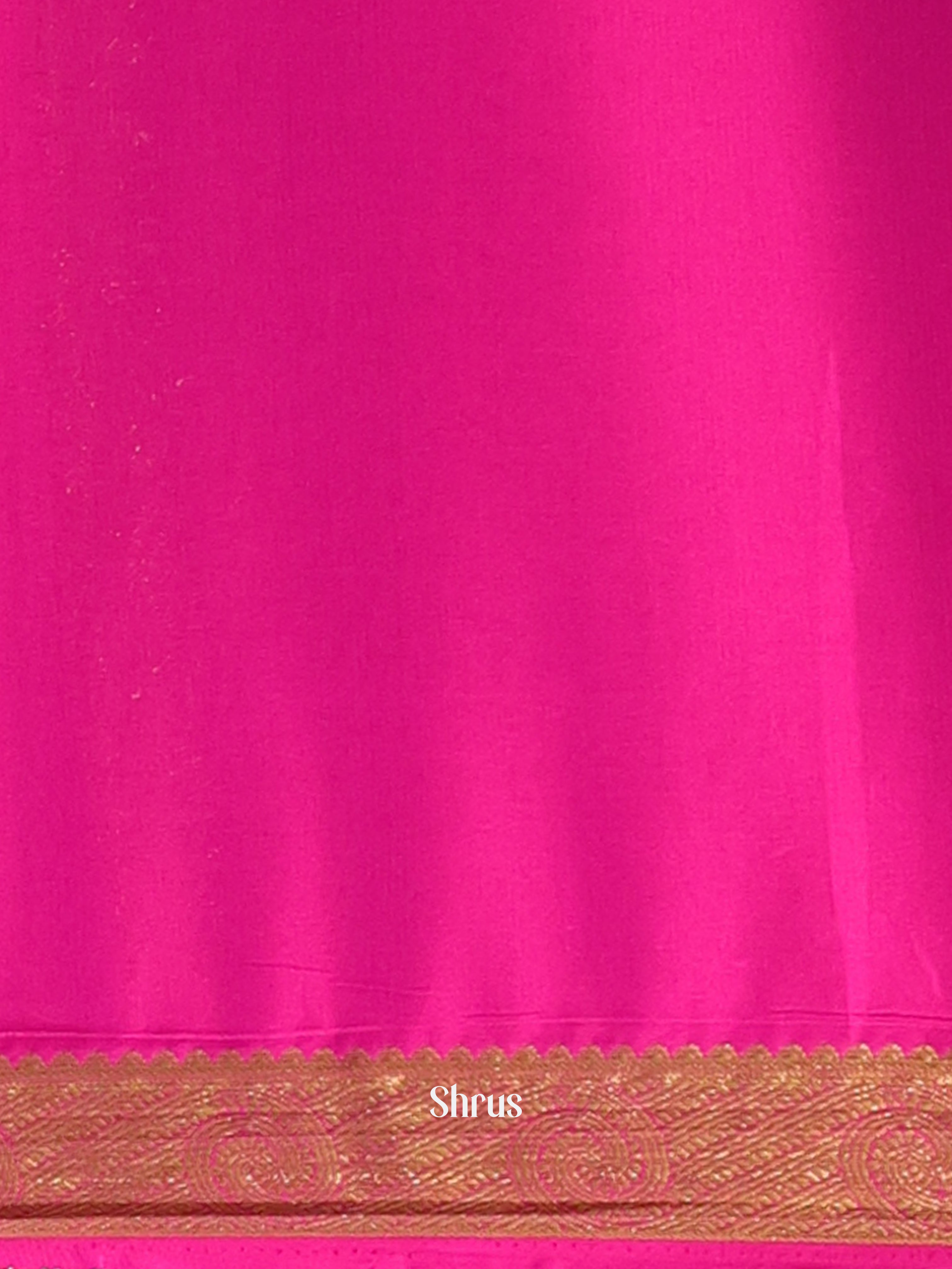 Green & Pink- Semi Mysoresilk Saree