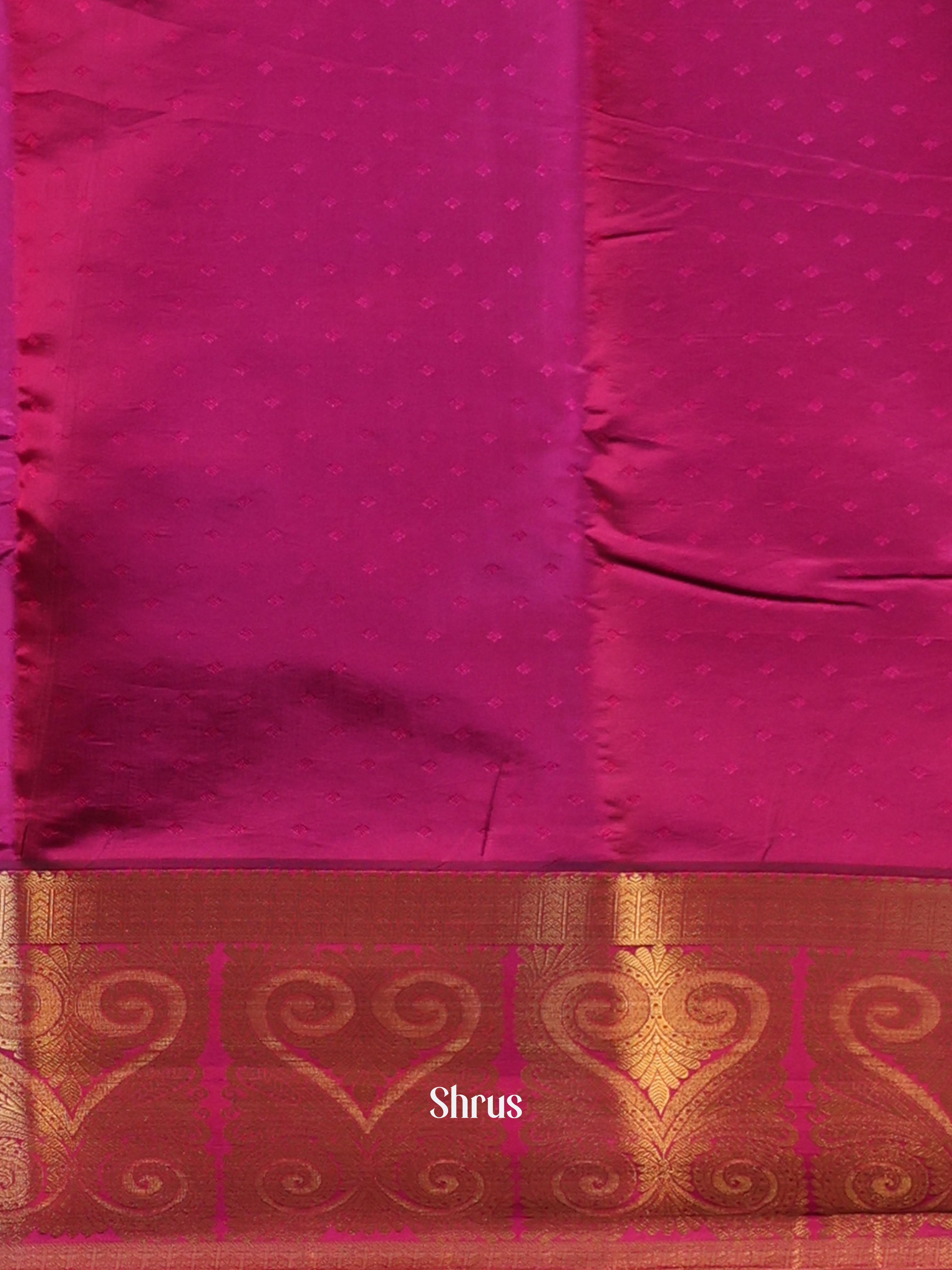 Beige & Majenta - Printed Silk Saree