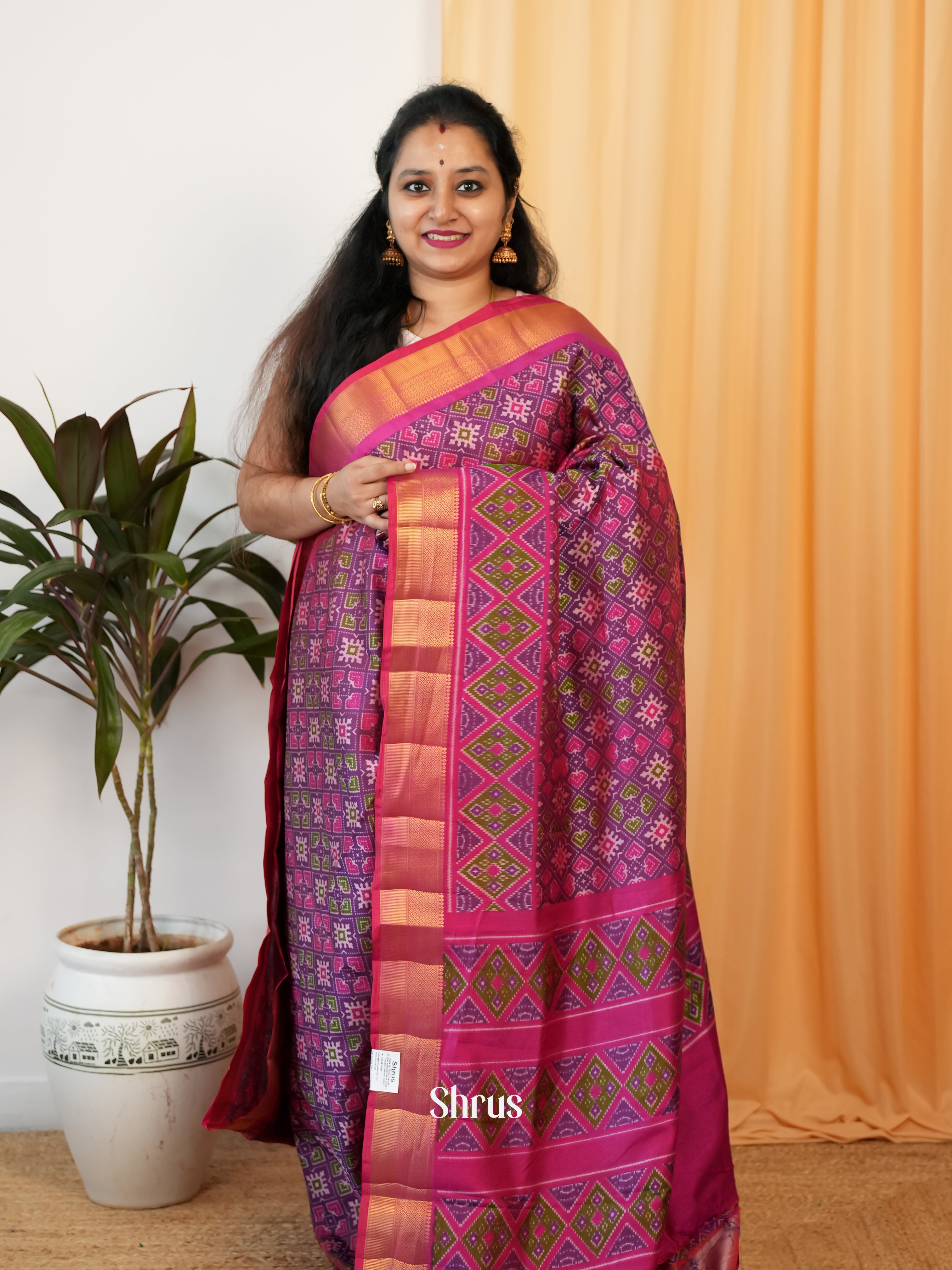 Purple  & Pink - Semi Patola Saree