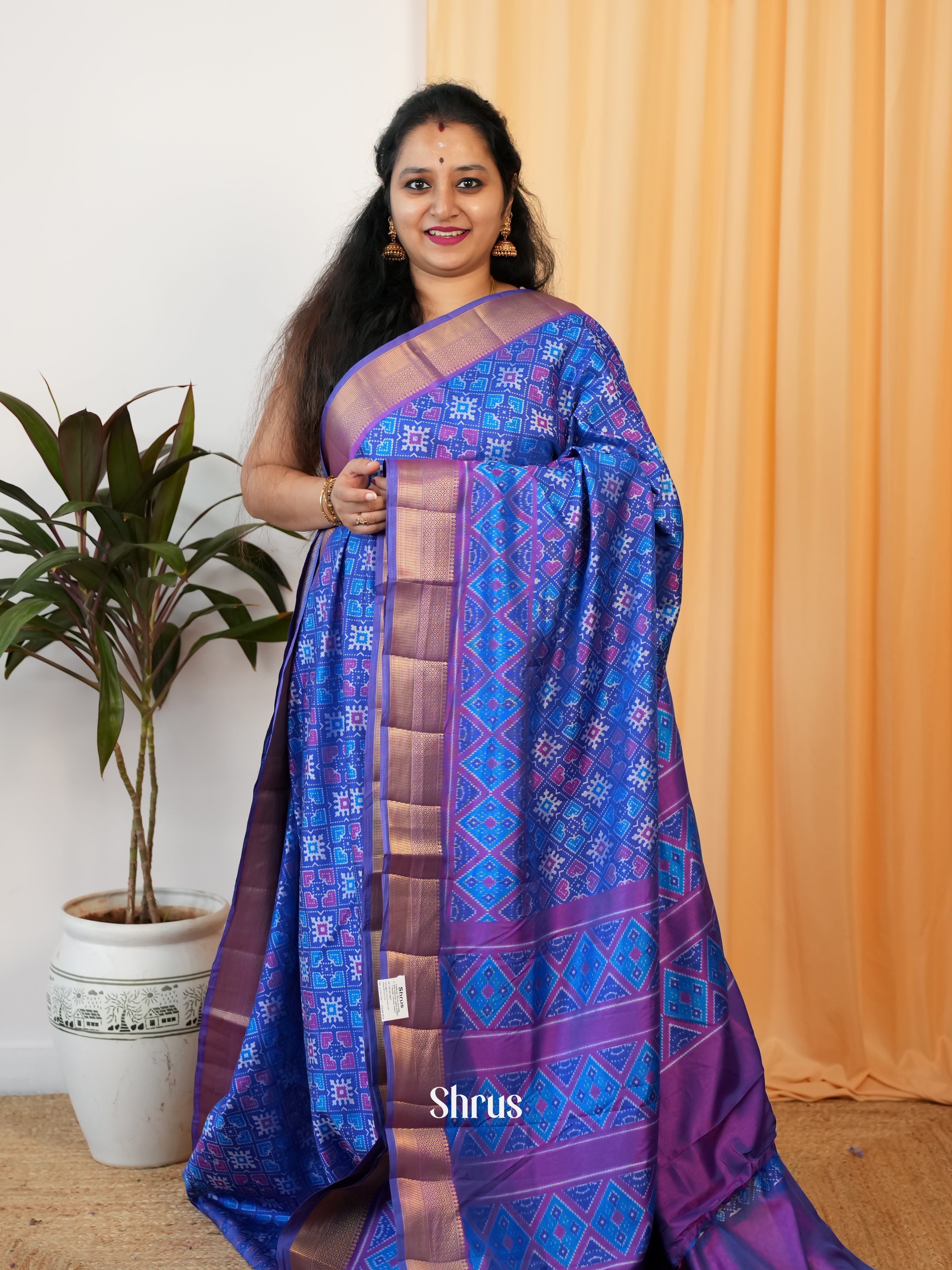 Blue & Purple- Semi Patola Saree