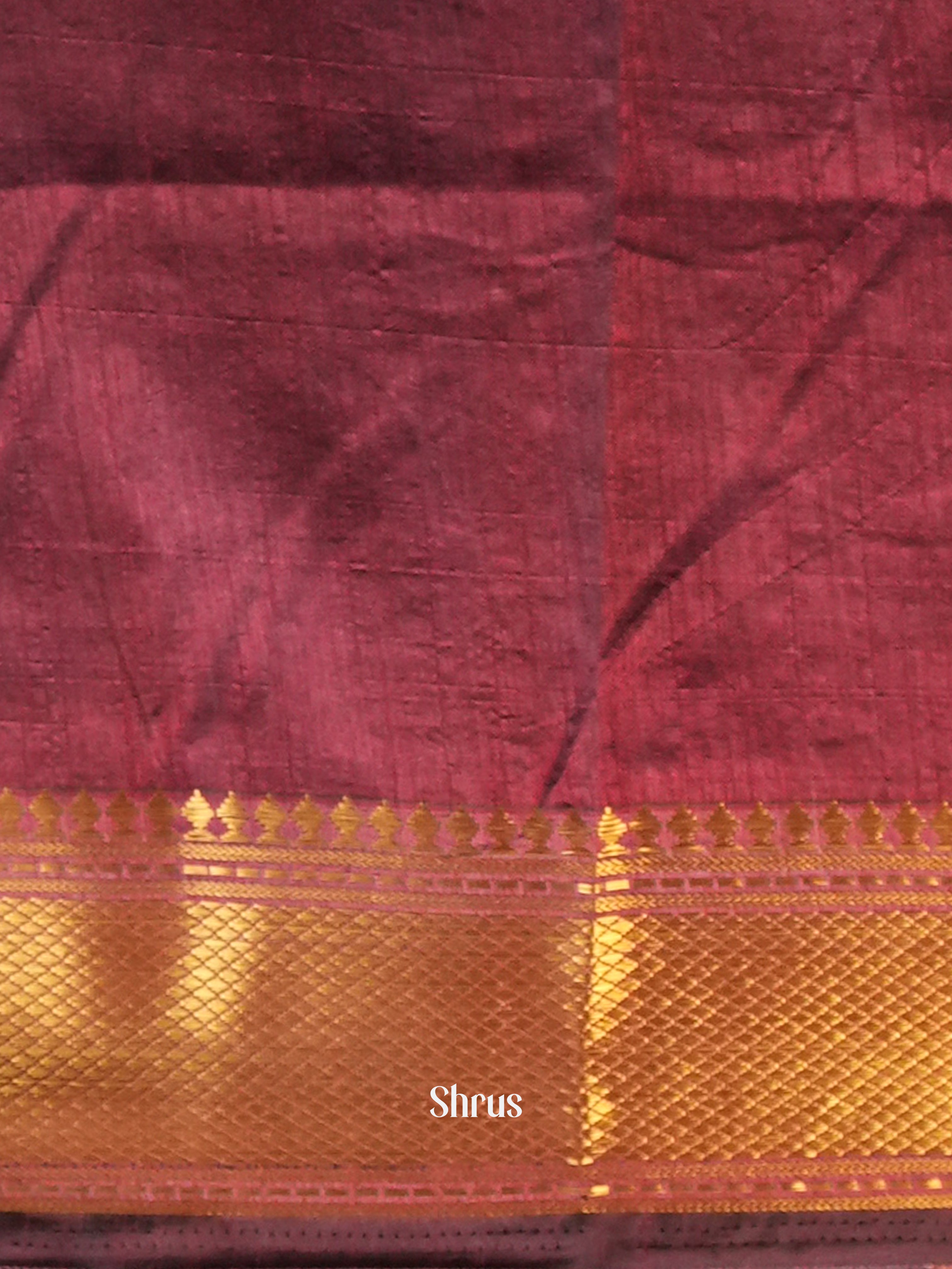 Black & Maroon - Semi Patola Saree