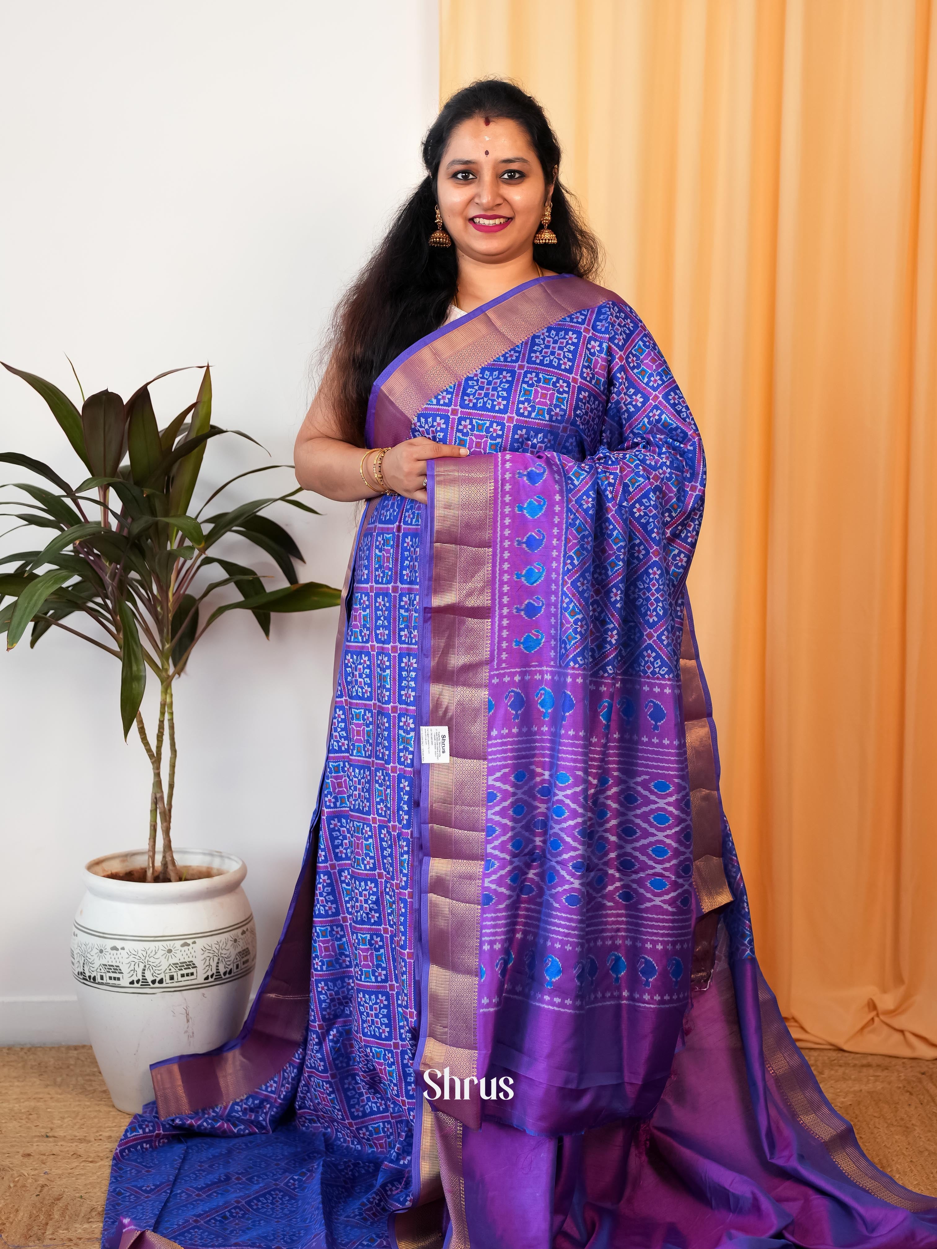 Blue & Purple - Semi Patola Saree