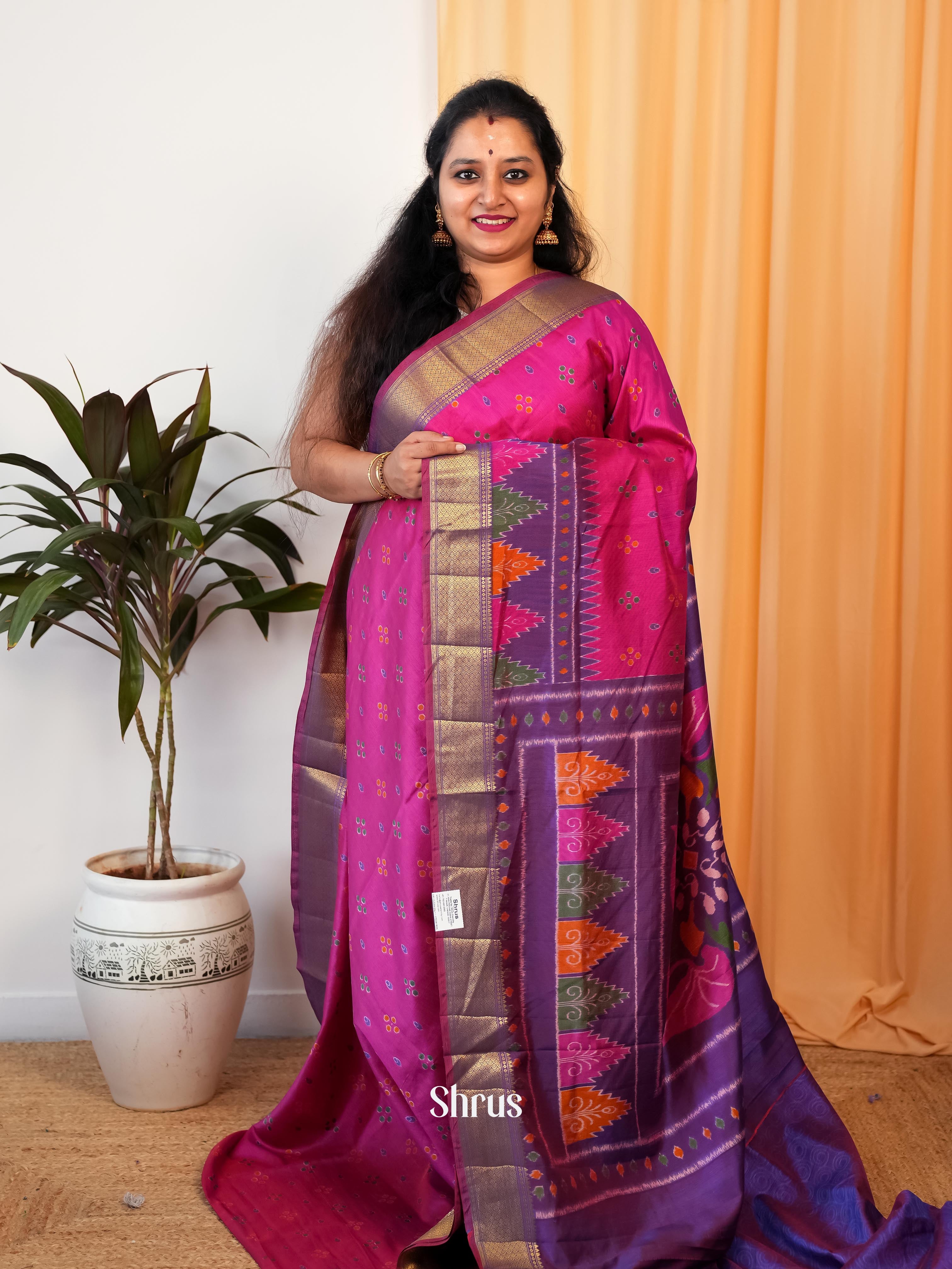 Pink & Purple - Semi Patola Saree