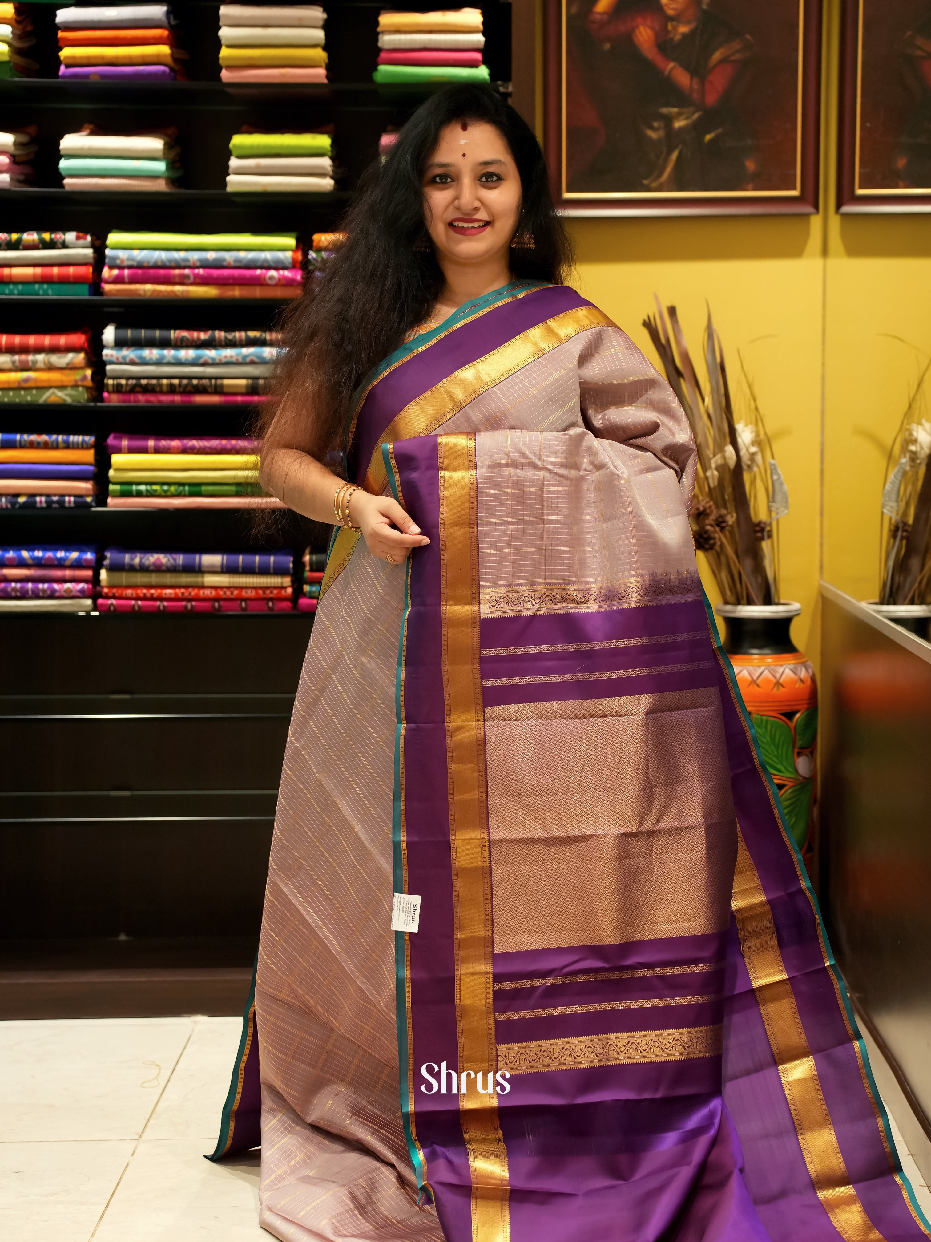 Dusty Brown & Purple - Kanchipuram silk Saree