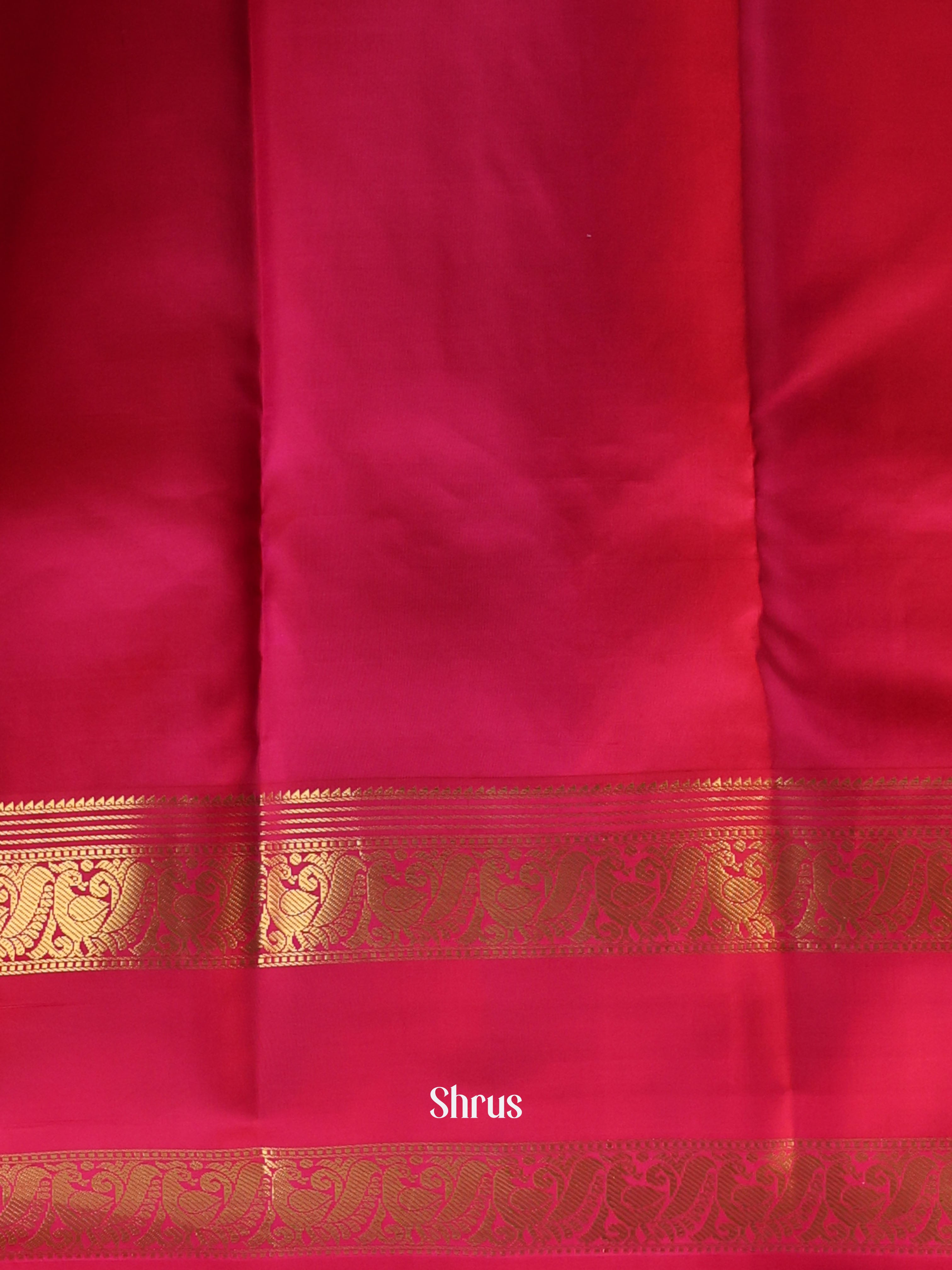 Cream & Reddish Pink - Kanchipuram silk Saree