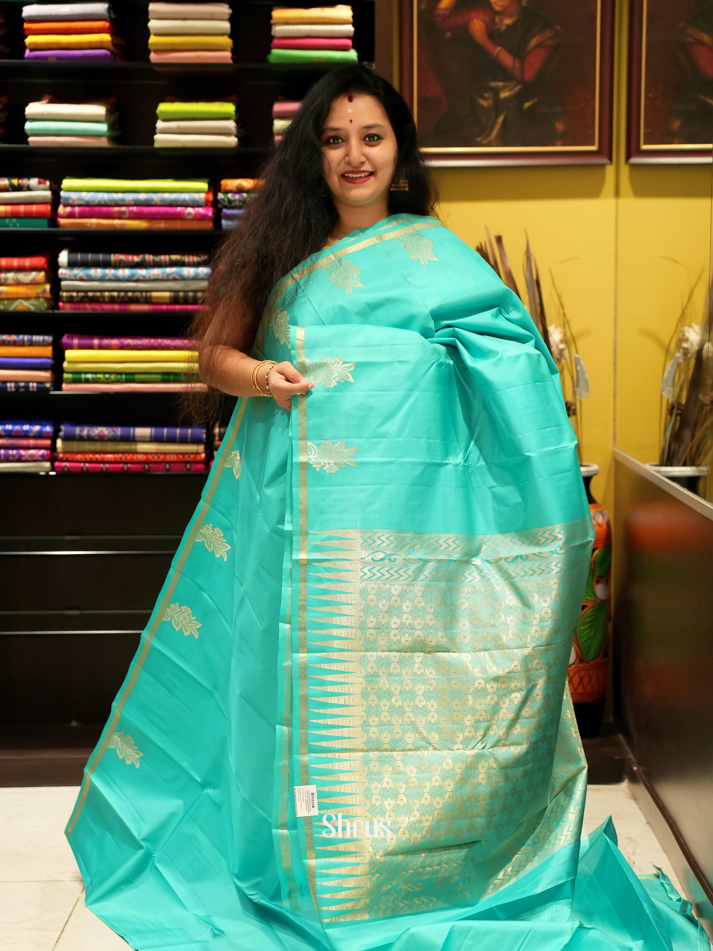 Teal  - Kanchipuram silk Saree