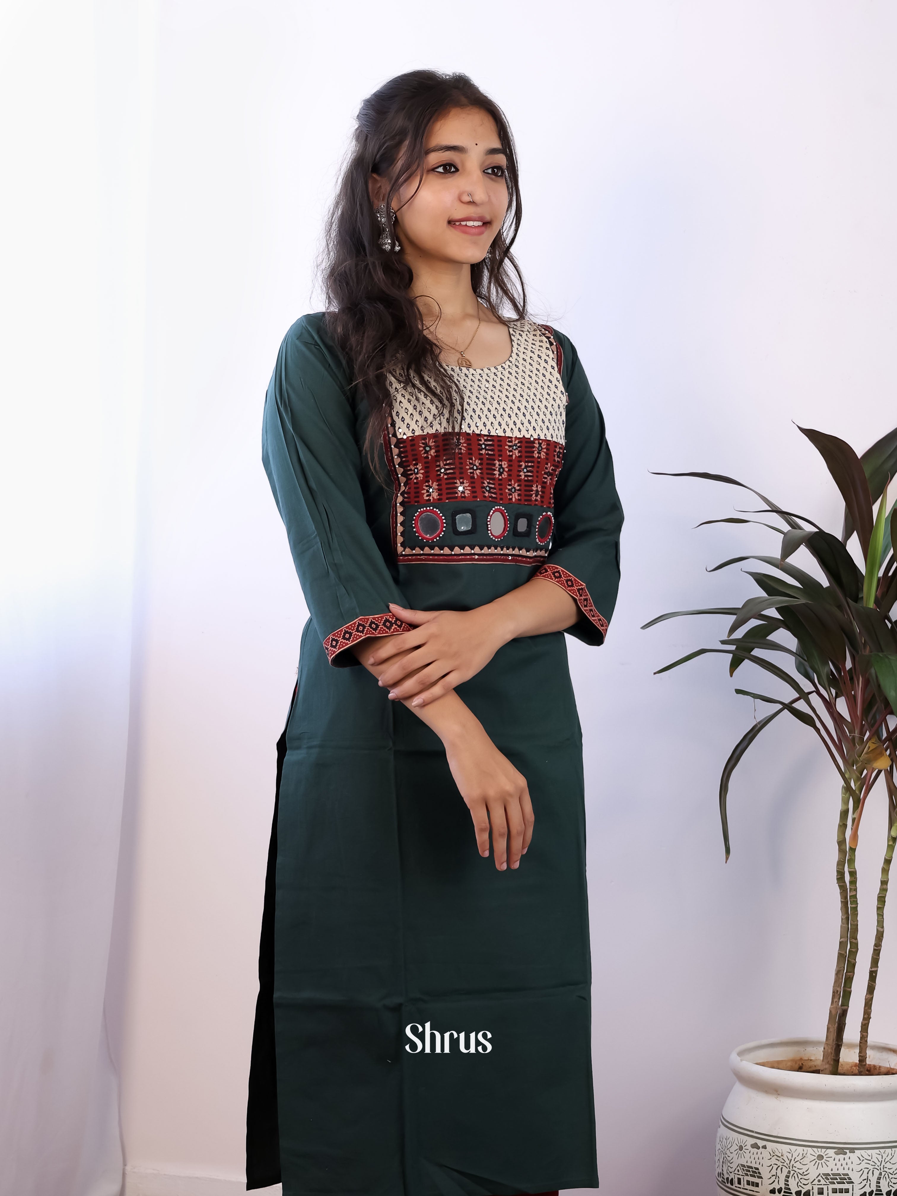 Green & Maroon -2pc  Readymade Suits