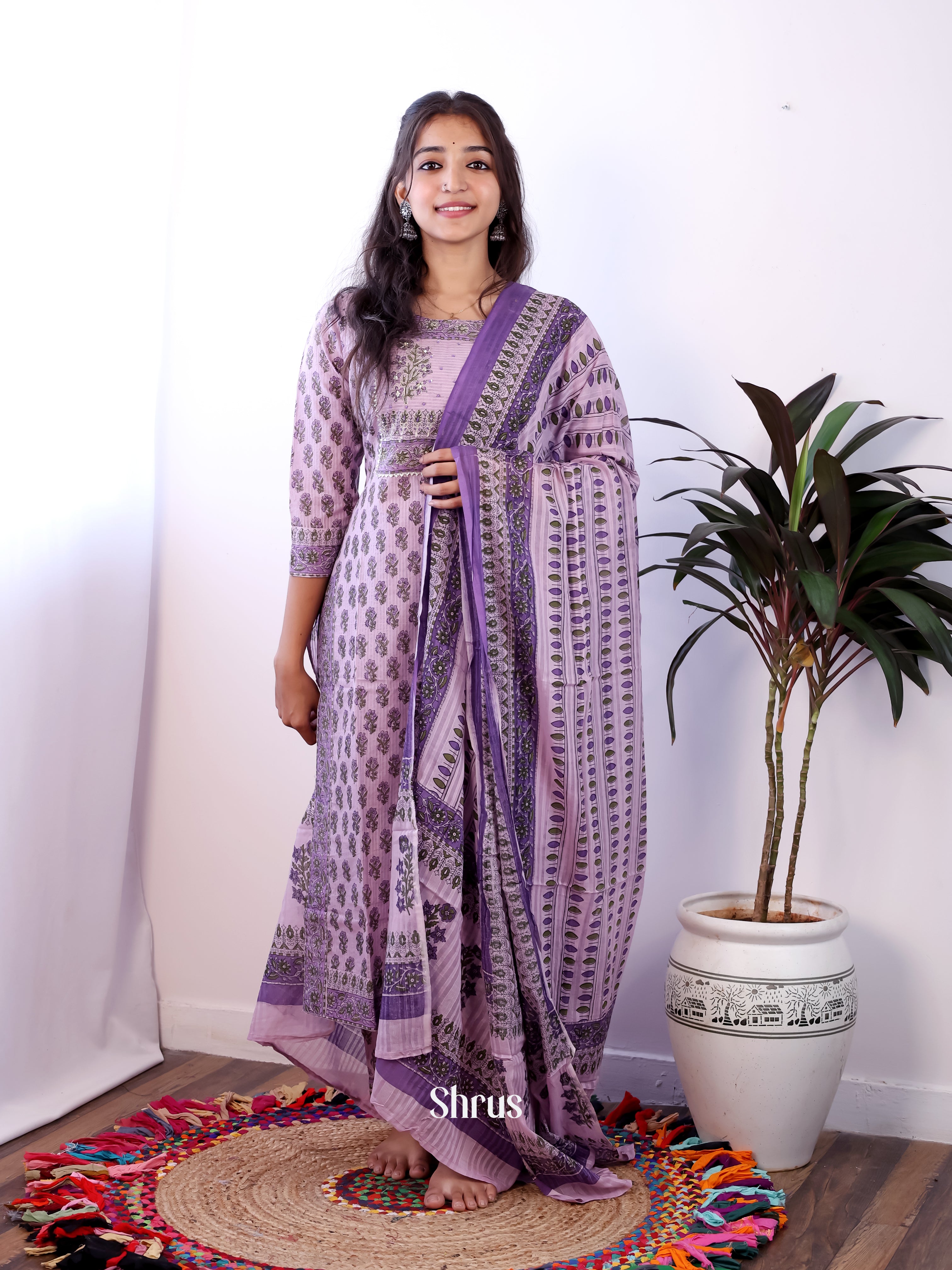 Purple -3pc cotton Readymade Suits