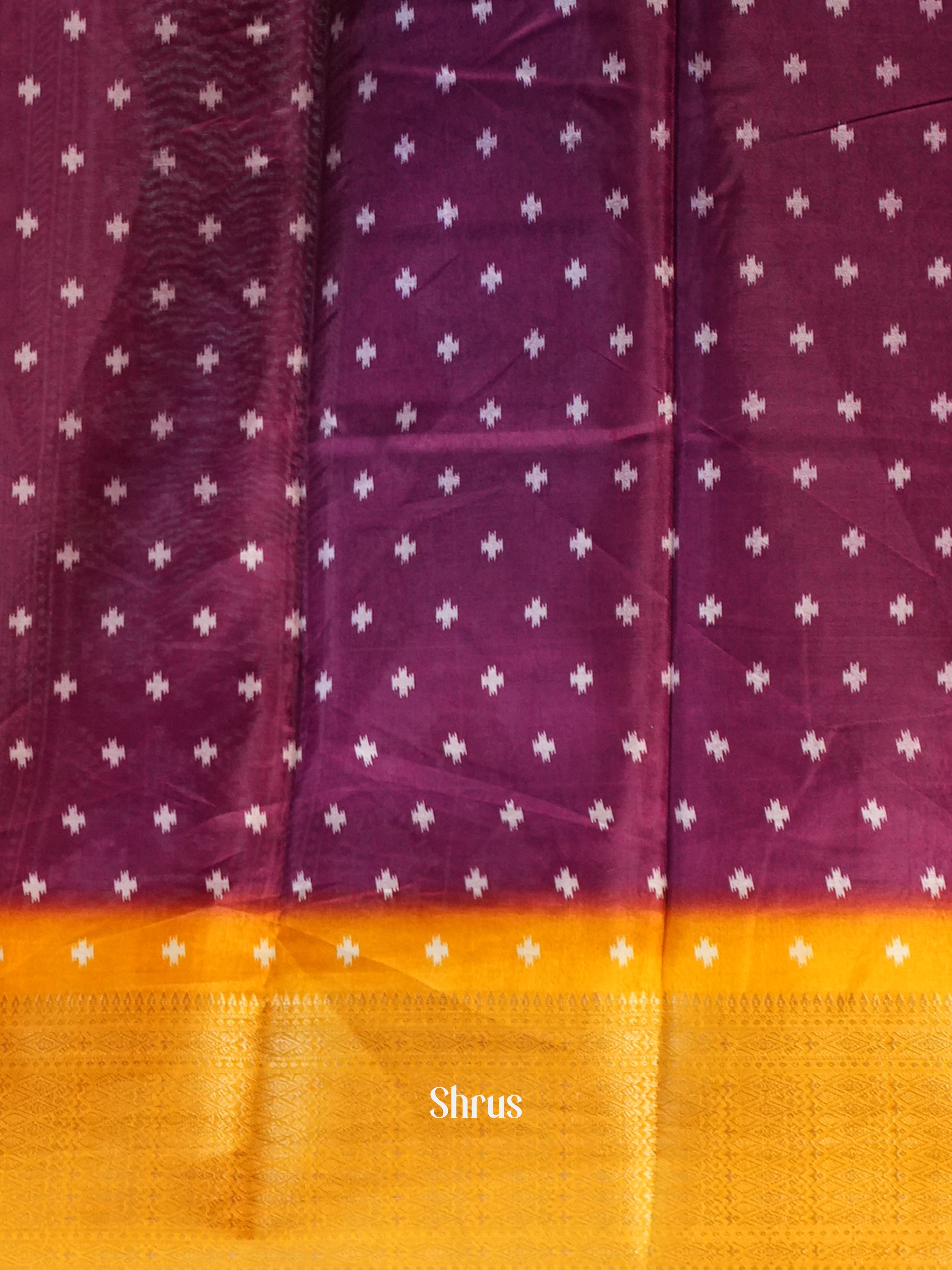 Purple & Mustard - Semi Crepe Saree