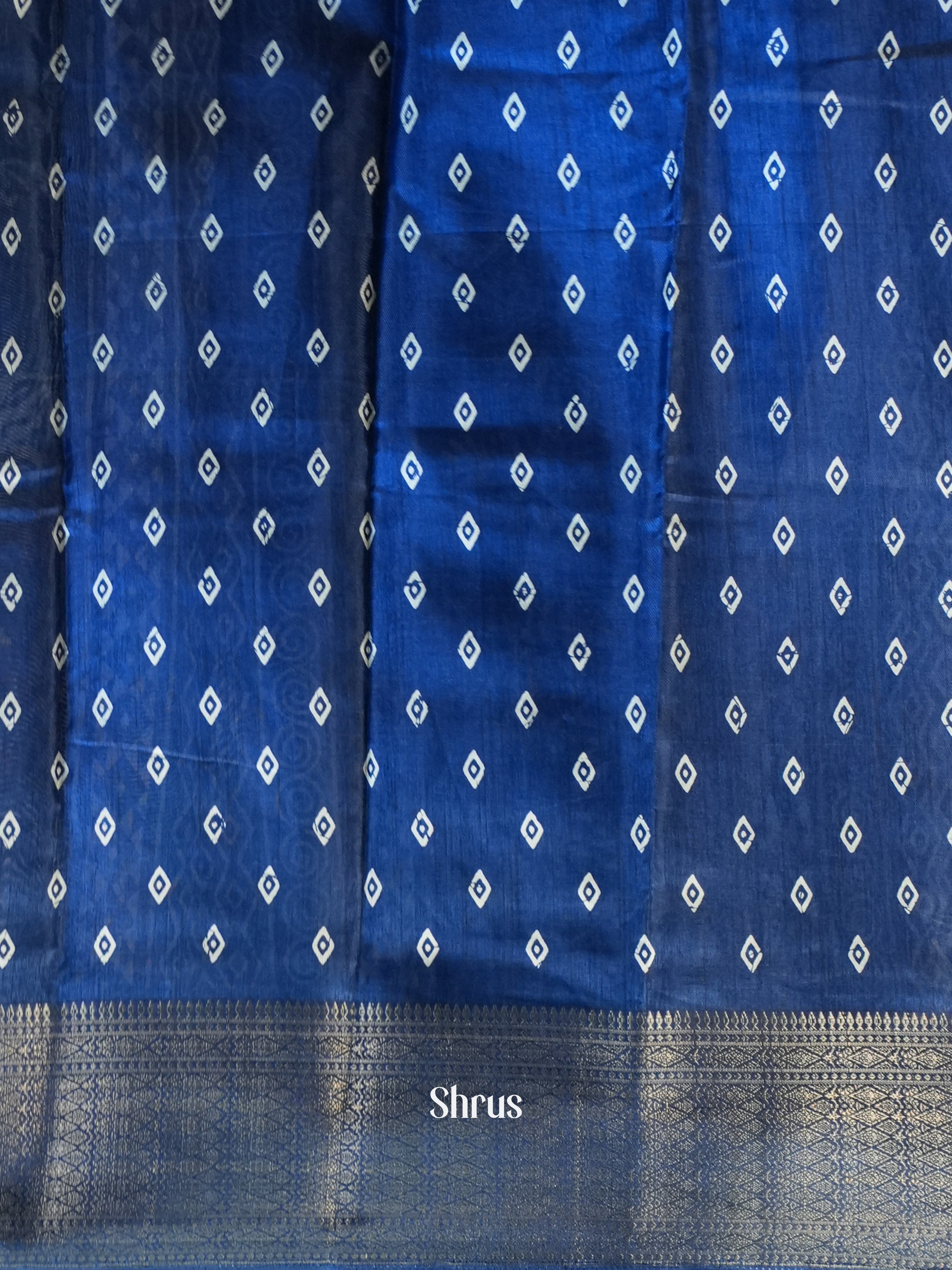 Blue - Semi Crepe Saree