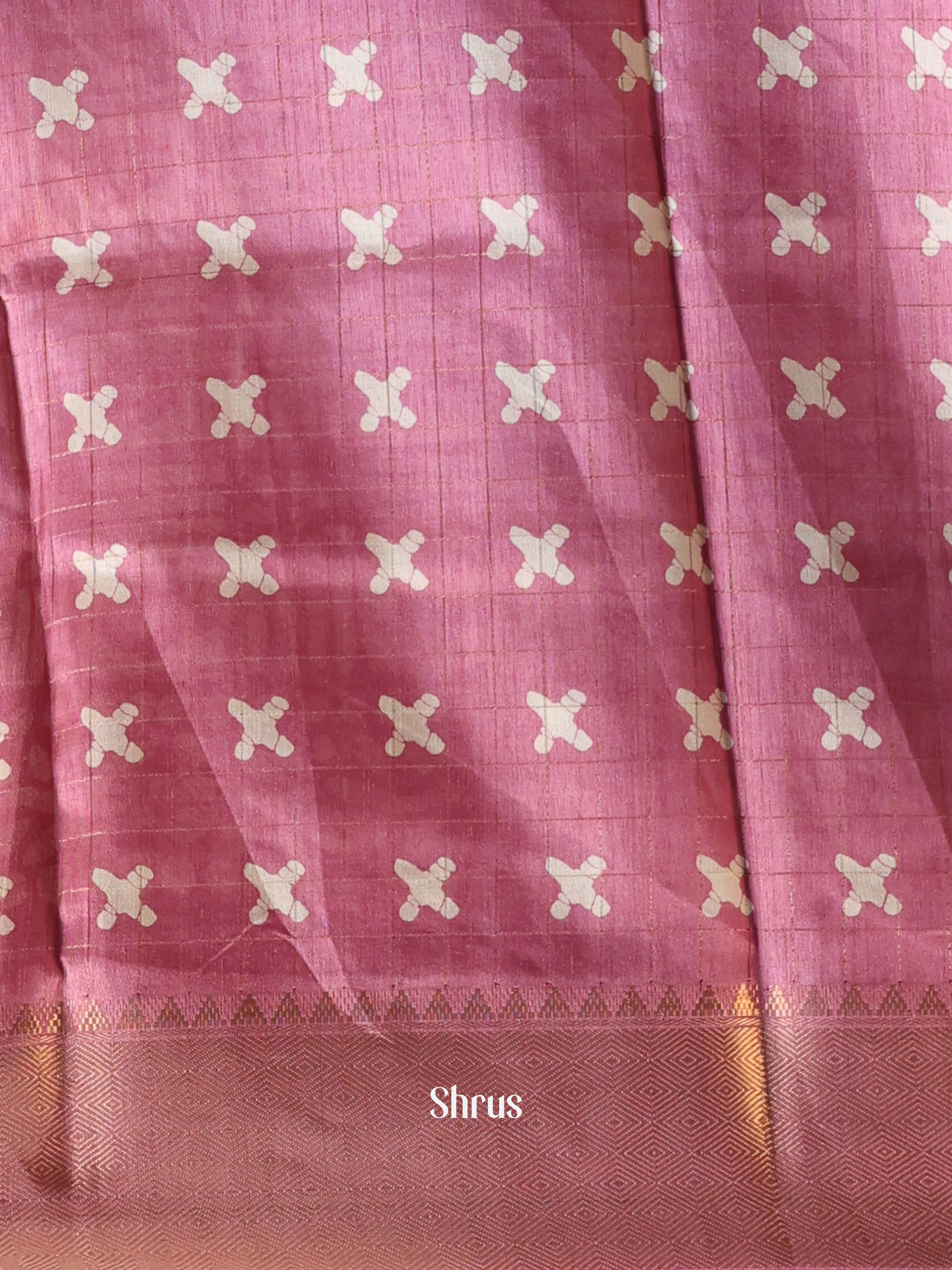 Onion Pink - Semi Crepe Saree