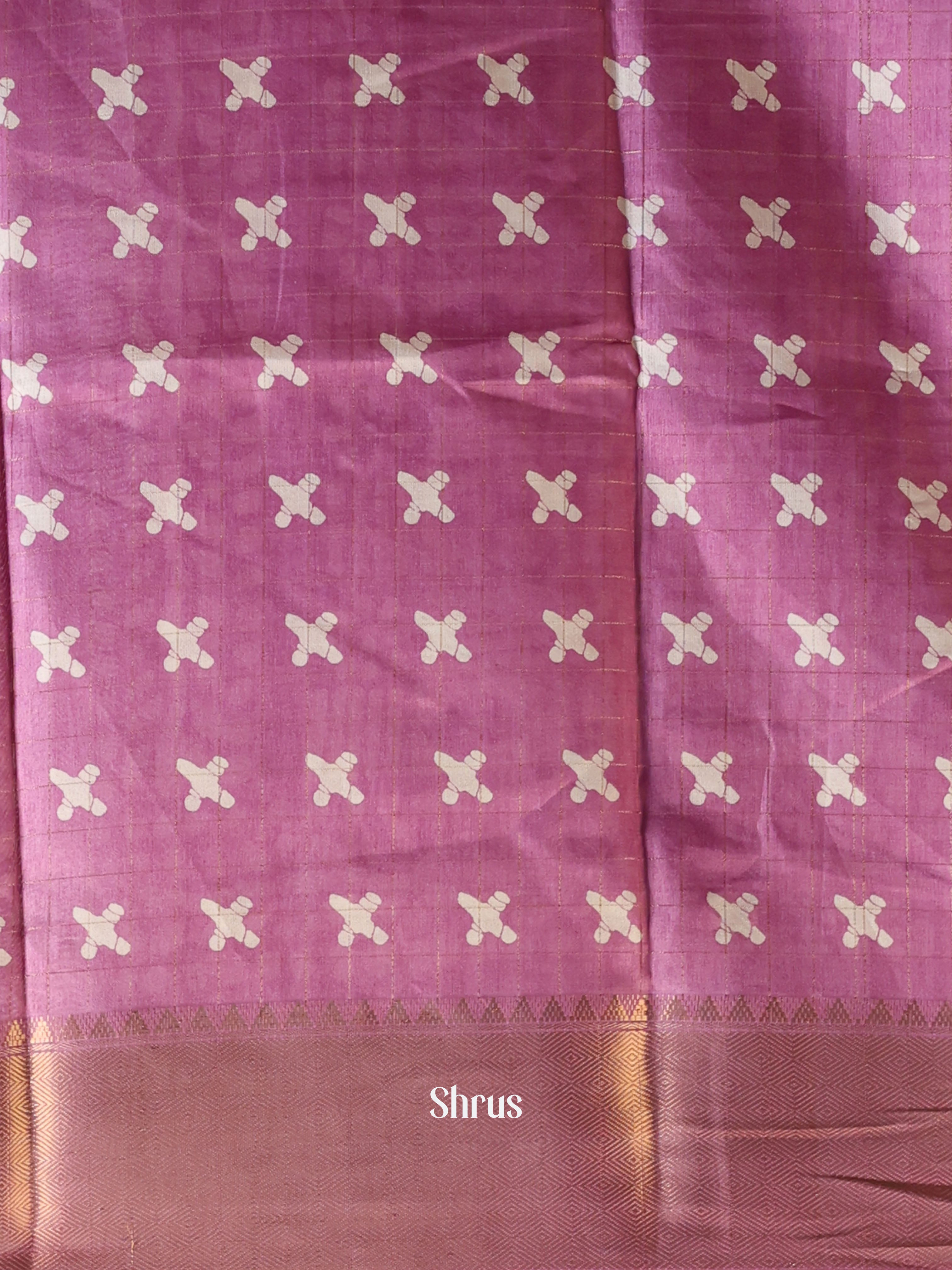 Pink - Semi Crepe Saree