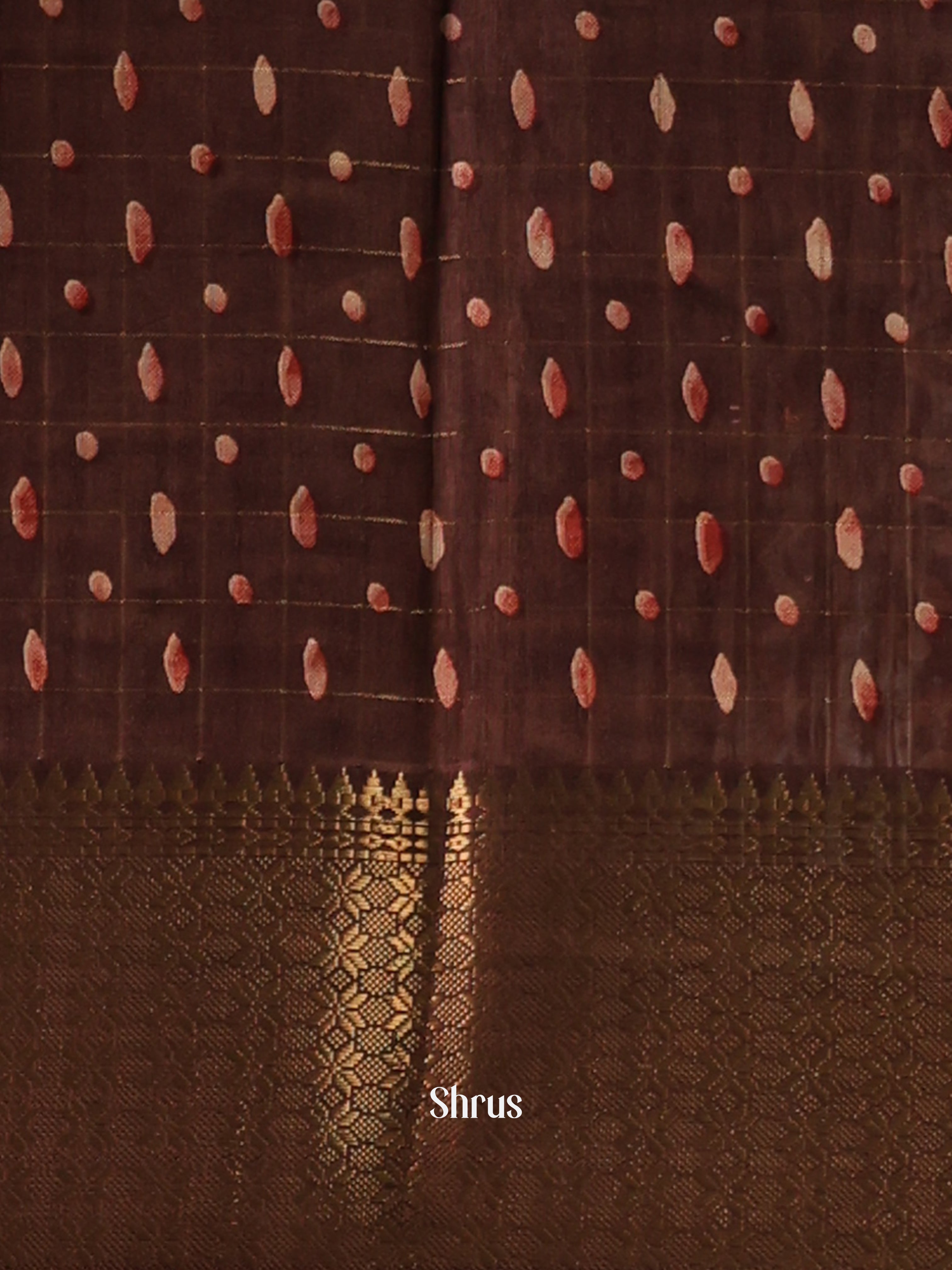 Brown - Semi Crepe Saree