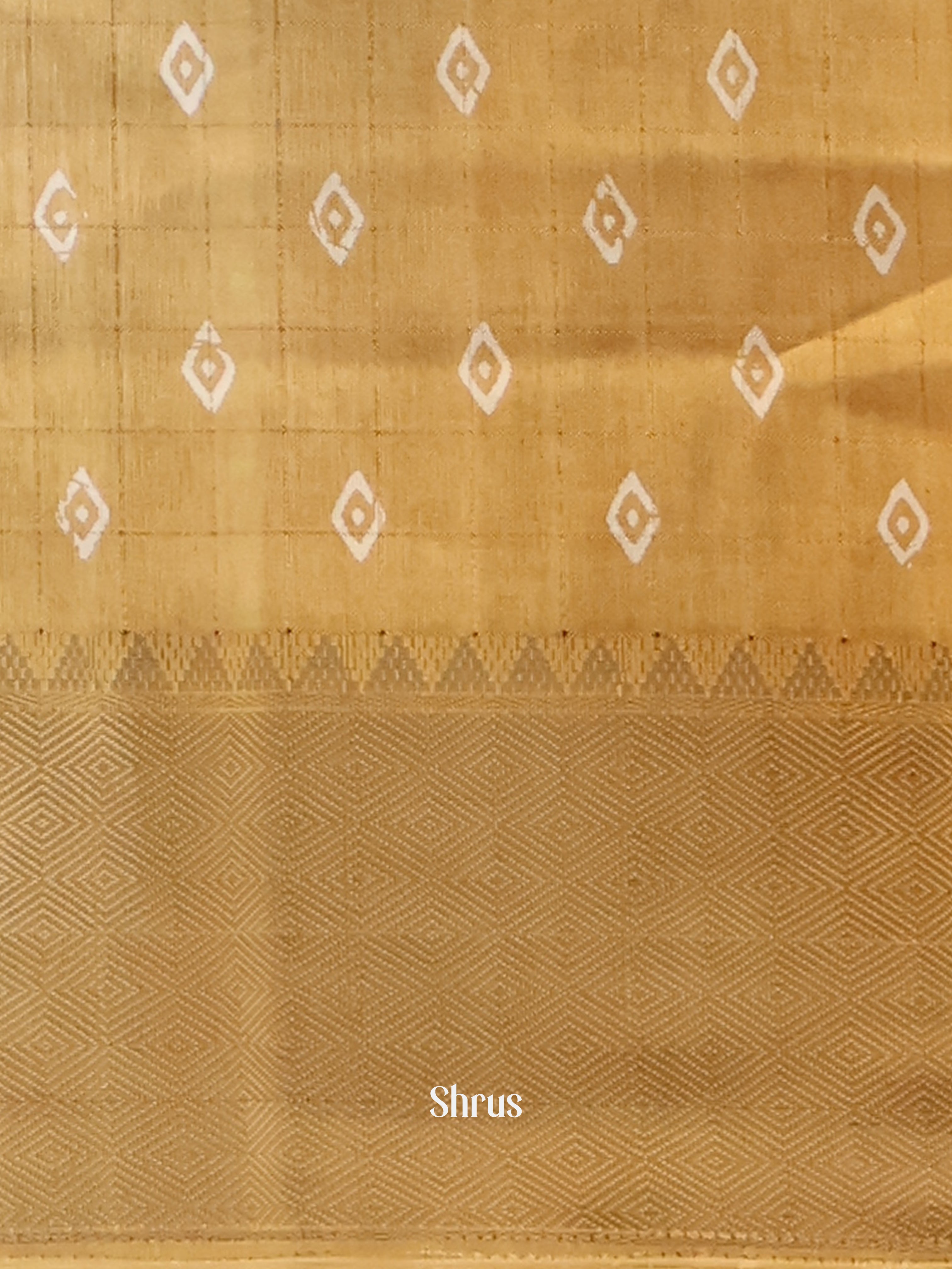 Beige - Semi Crepe Saree