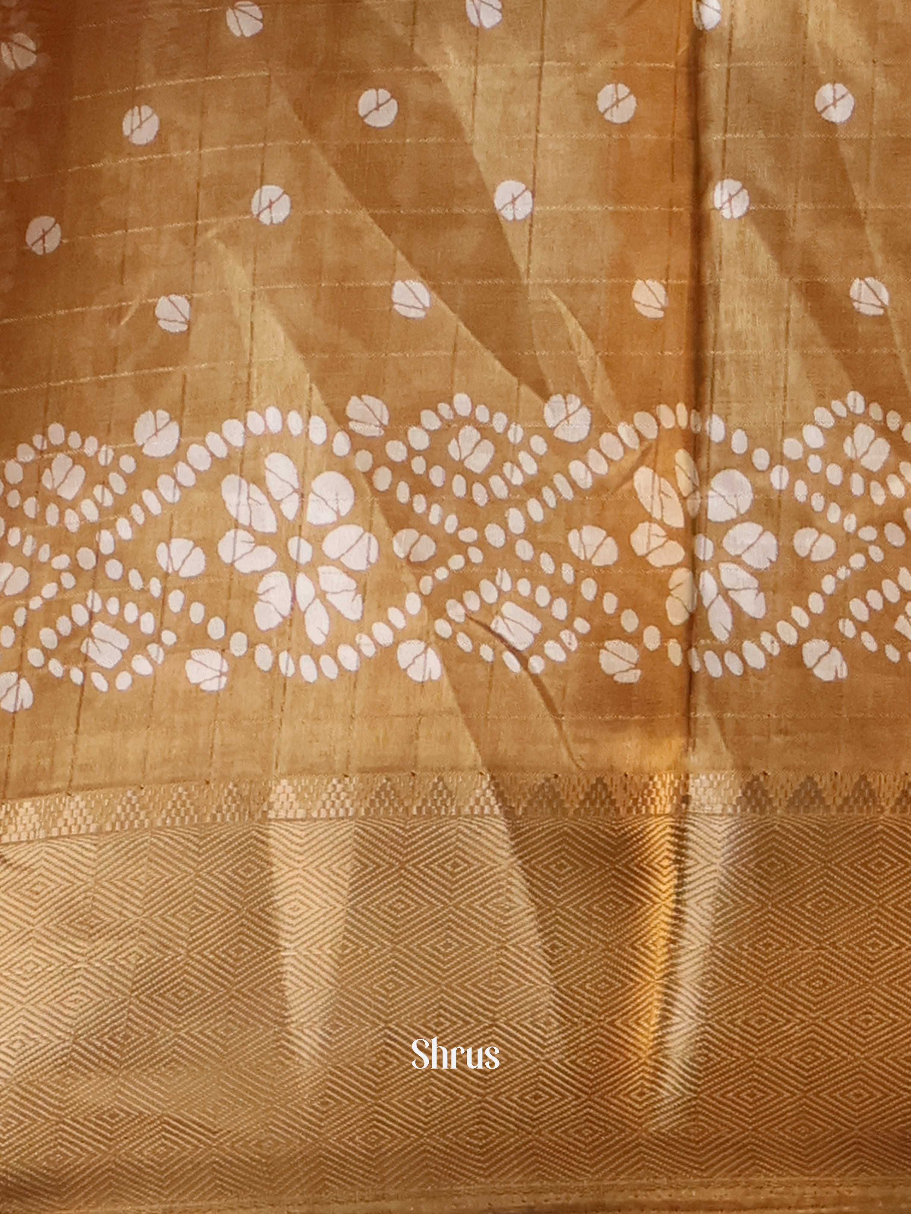 Beige - Semi Crepe Saree