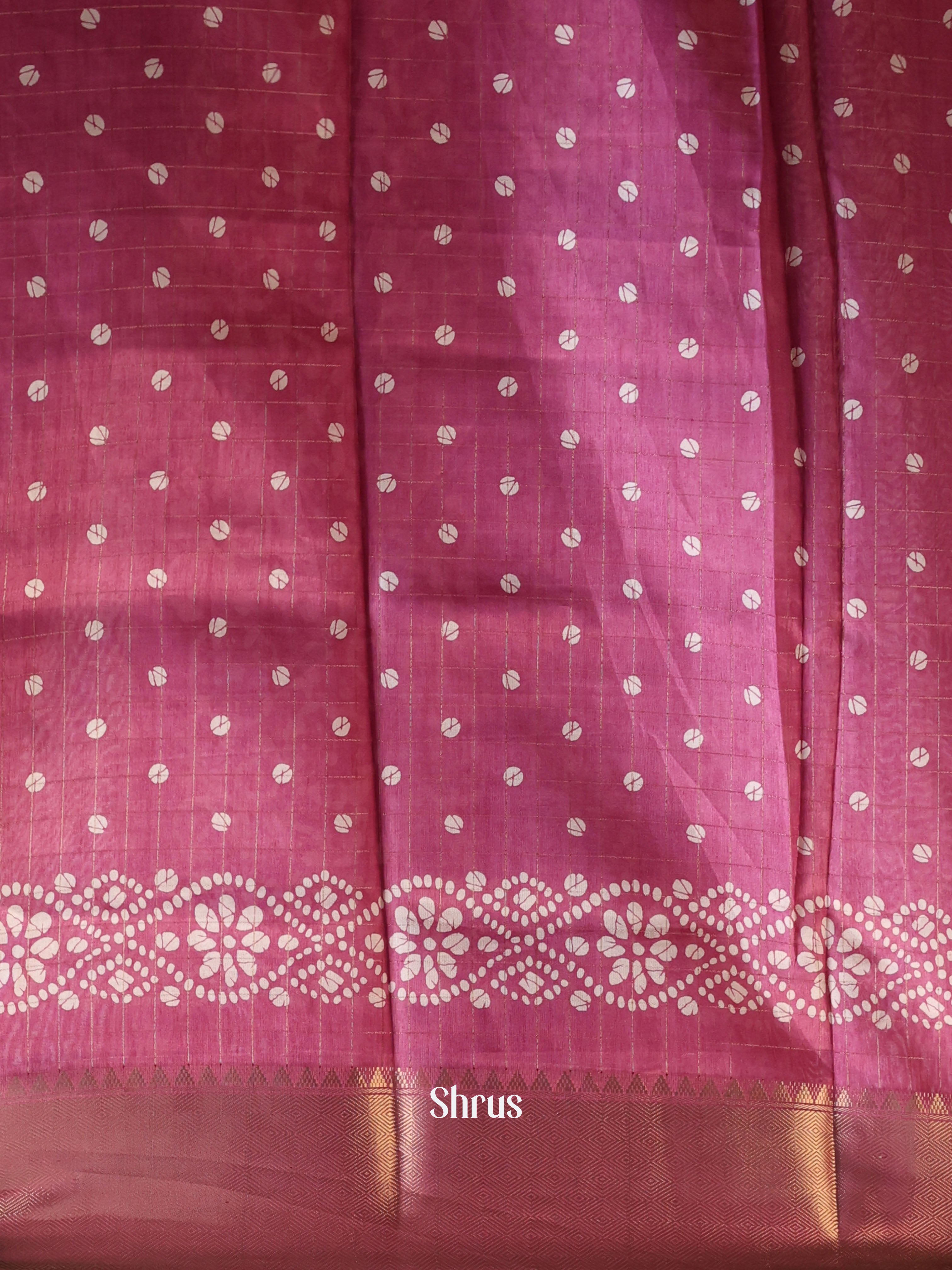 Pink - Semi Crepe Saree