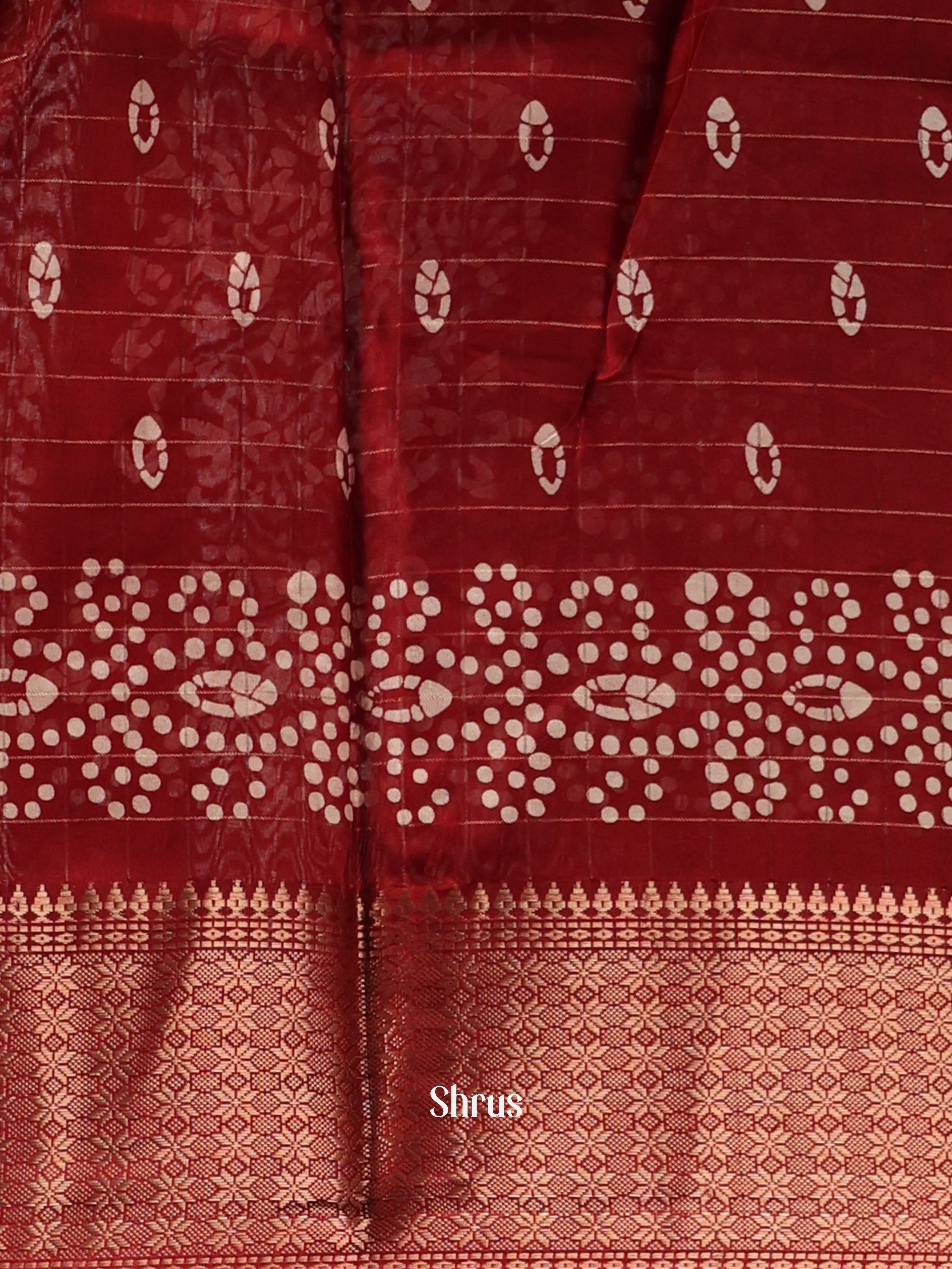 Red - Semi Crepe Saree