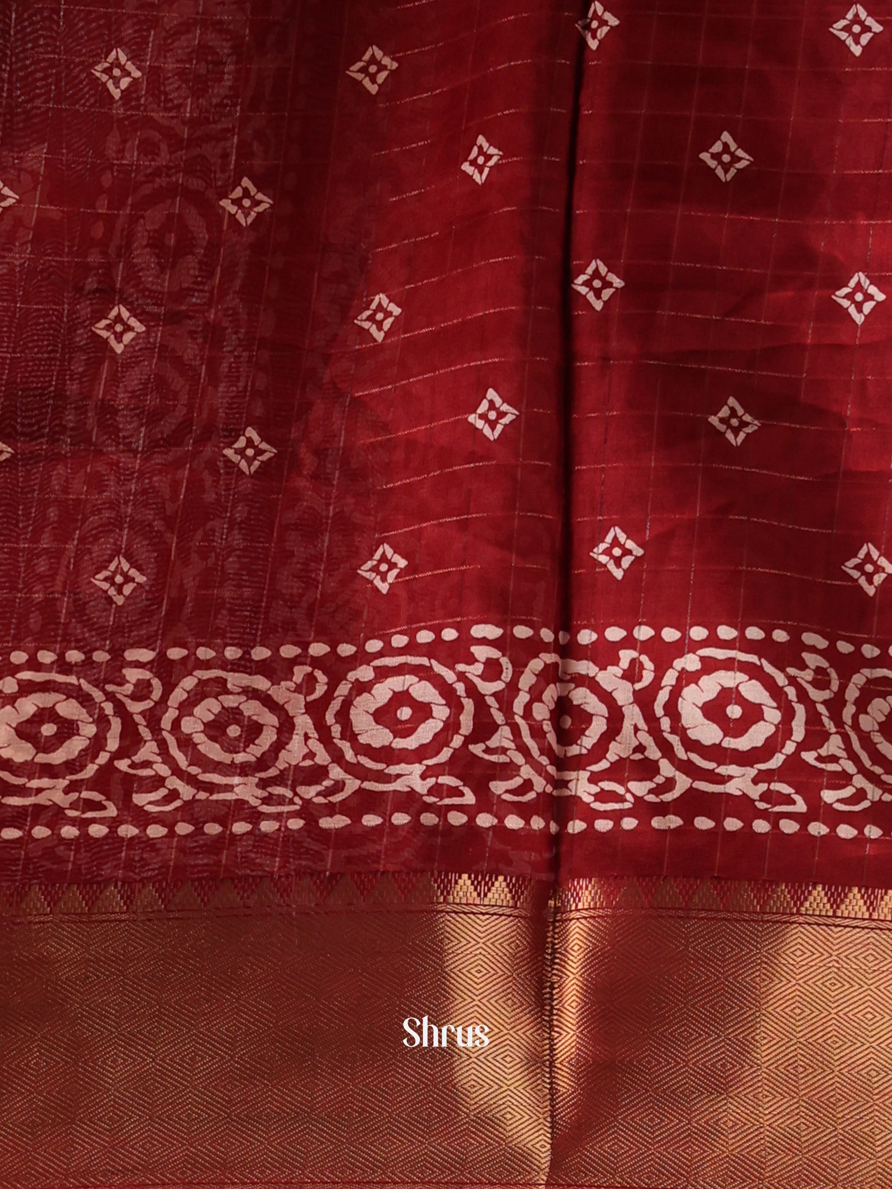 Red - Semi Crepe Saree